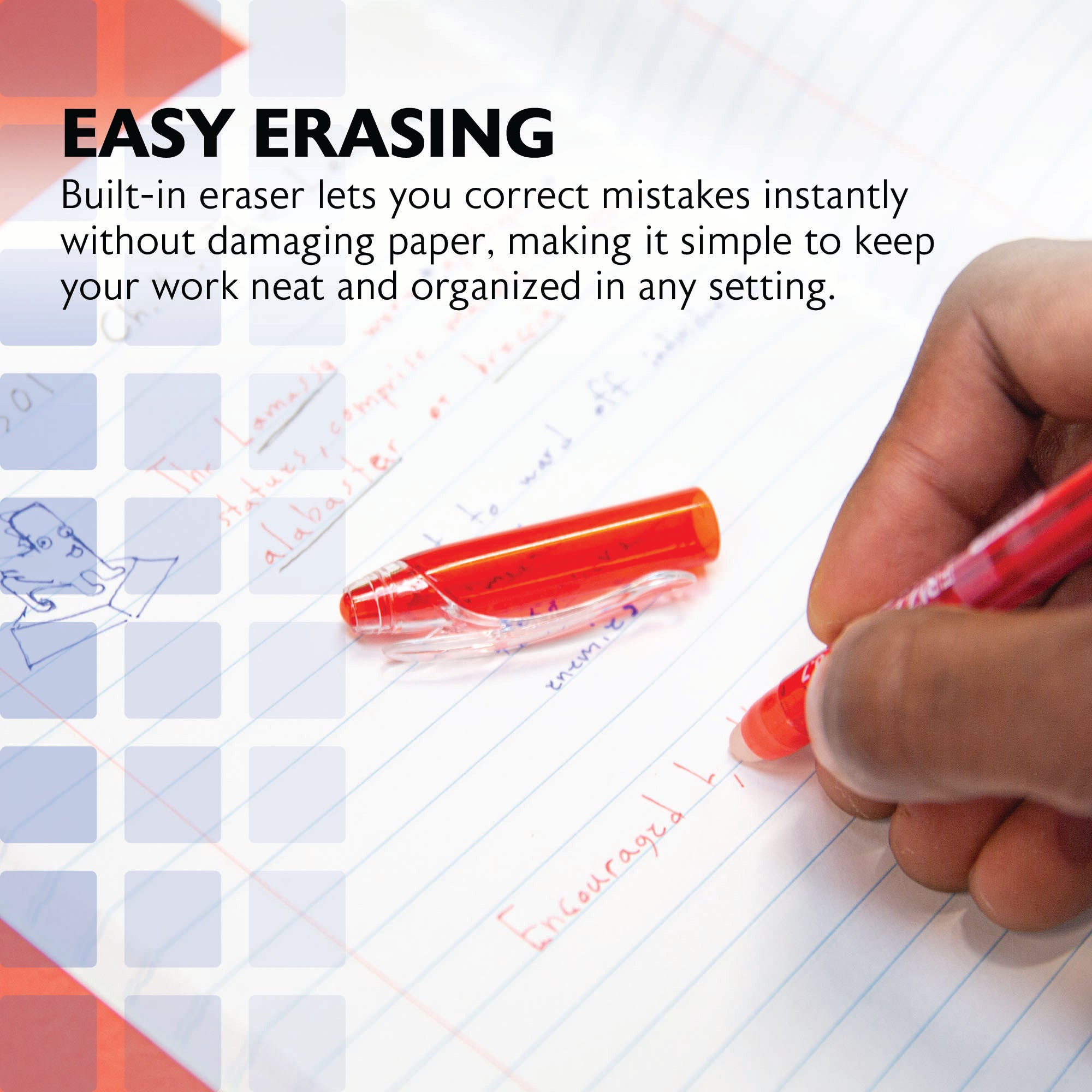 Frizz Red Erasable Gel Pen with Grip