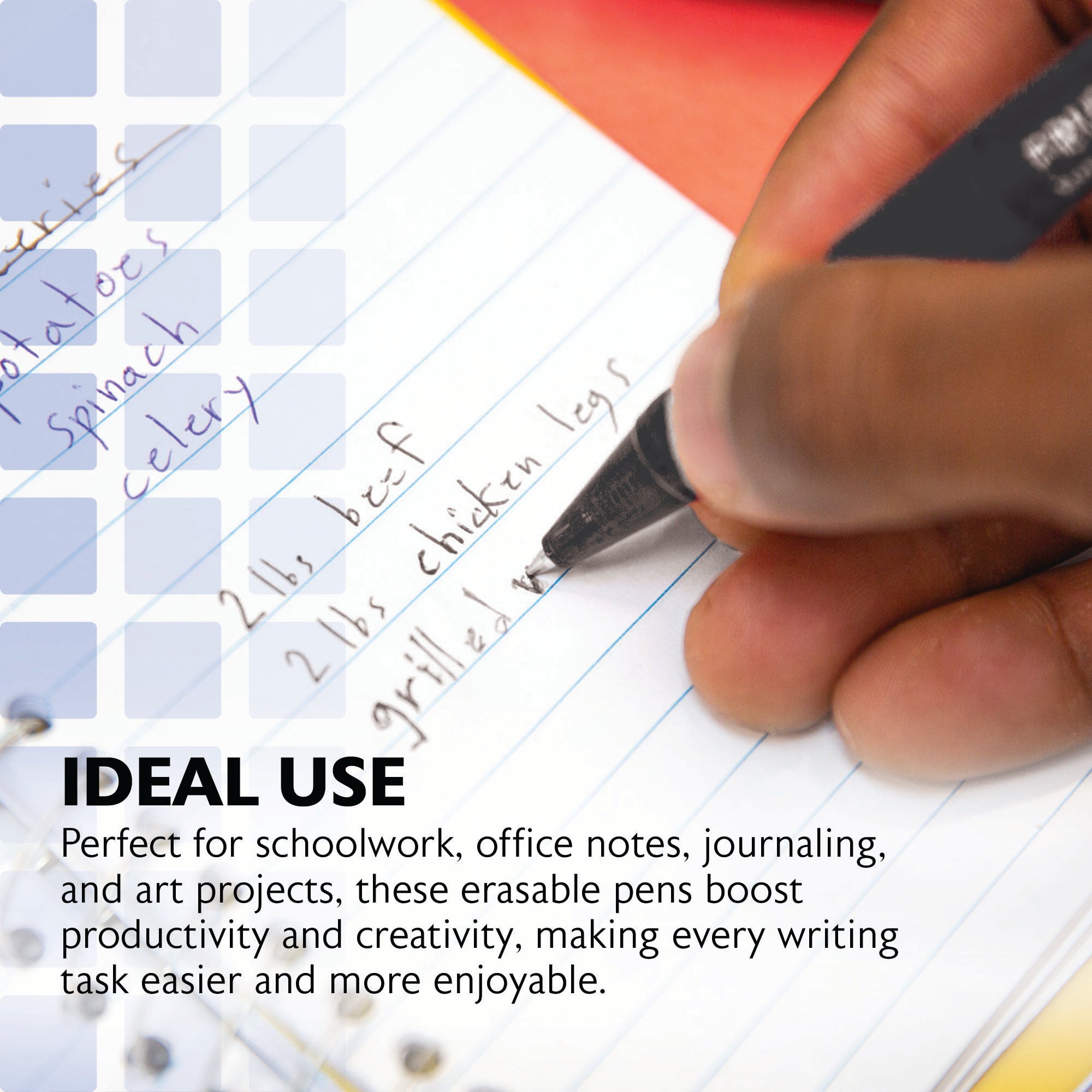 Frizz Black Erasable Gel Retractable Pen with Grip
