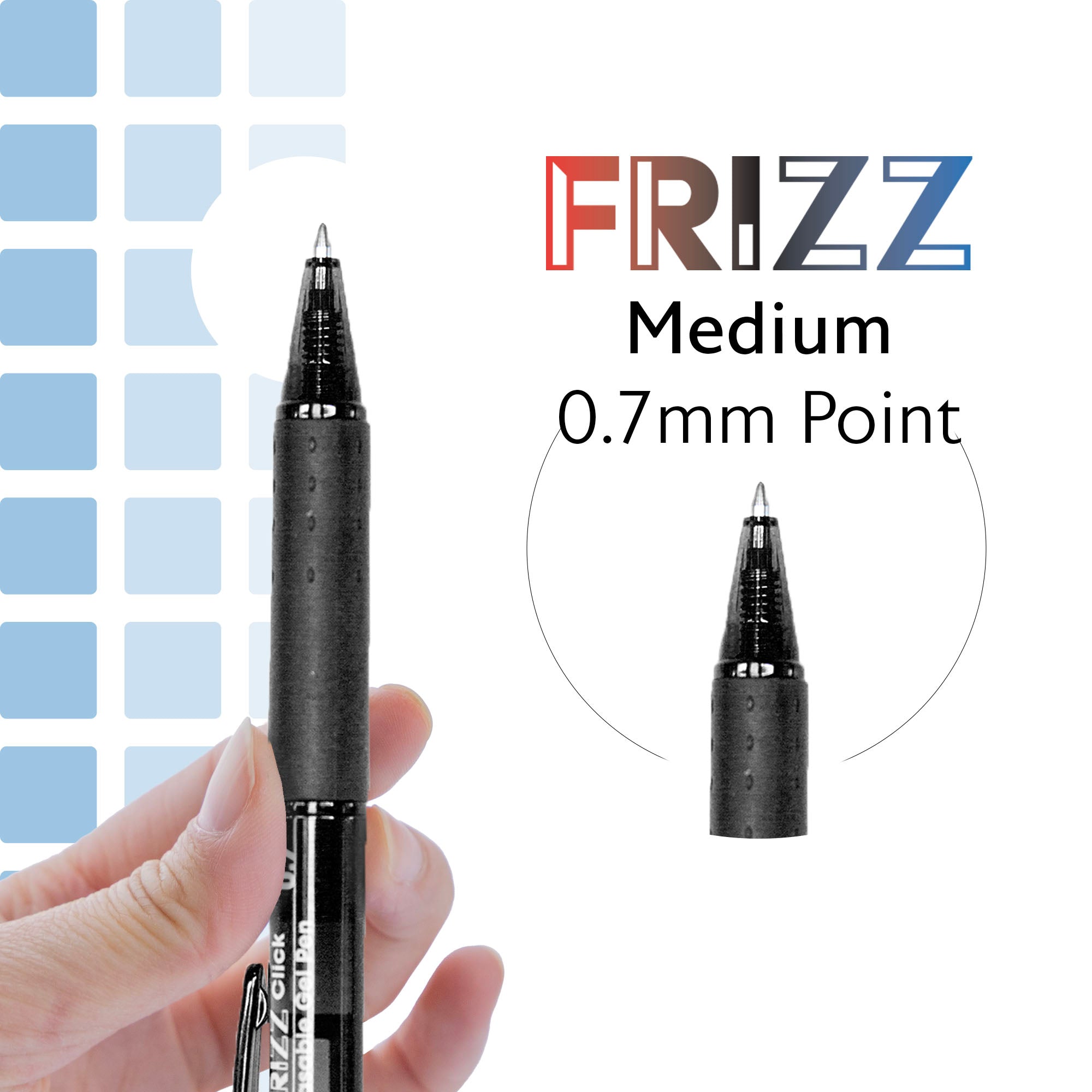 Frizz Black Erasable Gel Retractable Pen with Grip