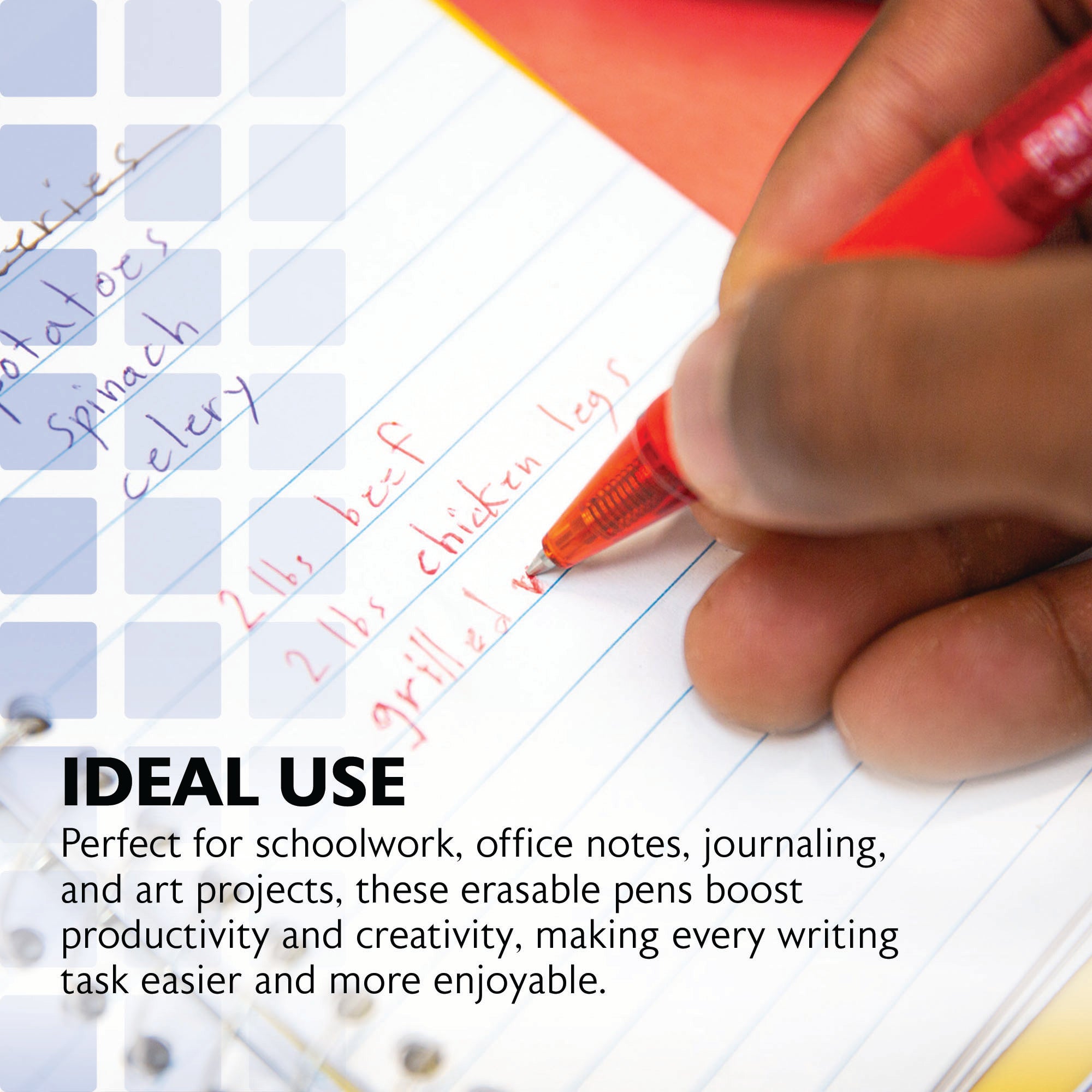 Frizz Assorted Color Erasable Gel Retractable Pen with Grip (3/Pack)