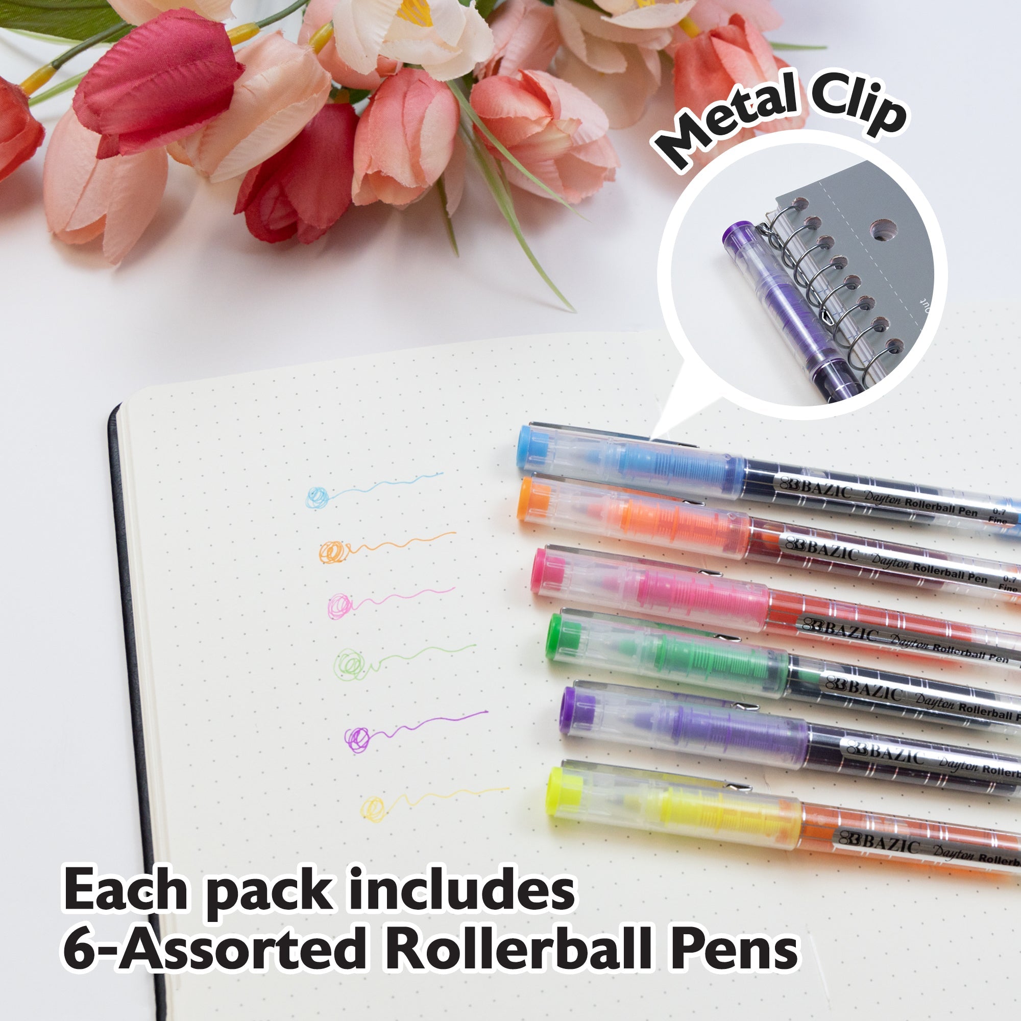 Dayton 6 Color Rollerball Pen w/ Metal Clip