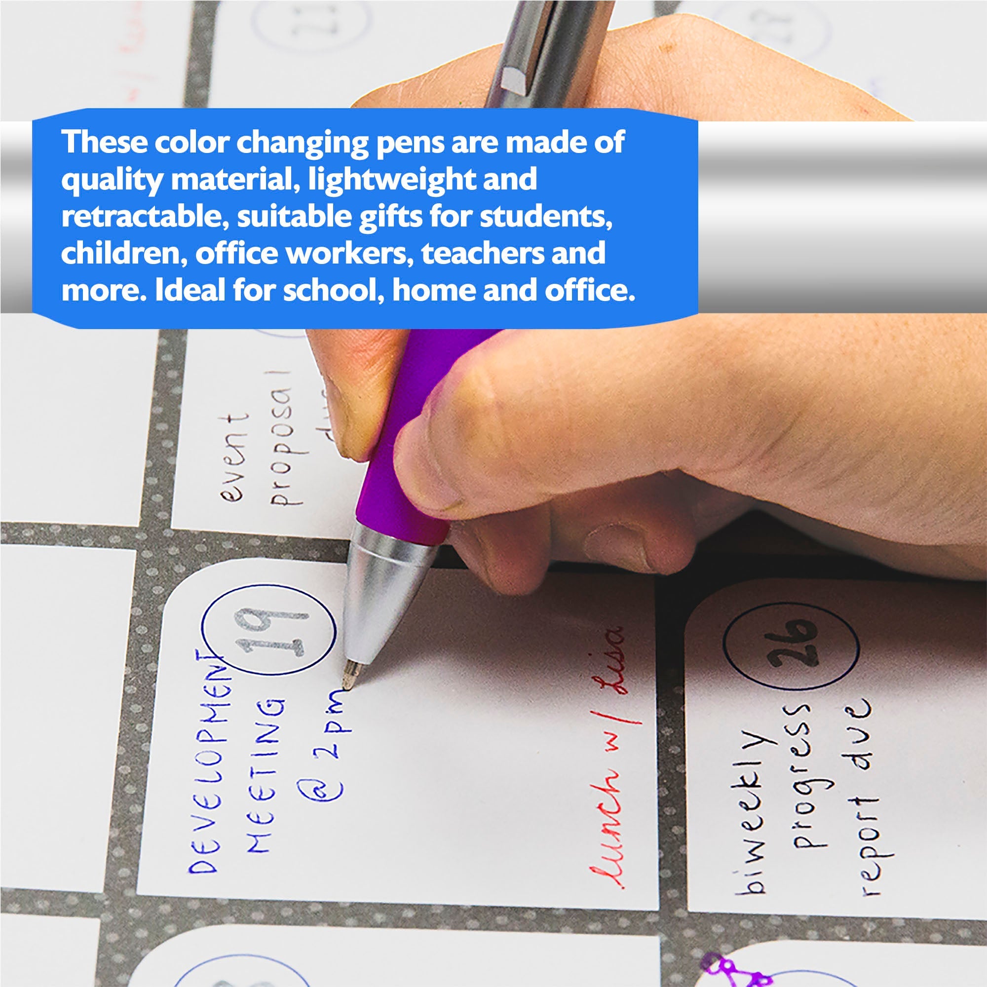 Silver Top 4-Color Pen w/ Cushion Grip (2/Pack)