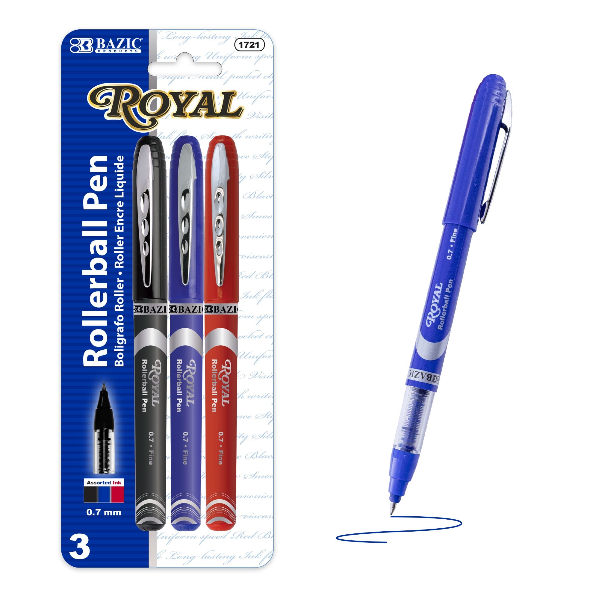 Royal Assorted Color Rollerball Pen (3/Pack)