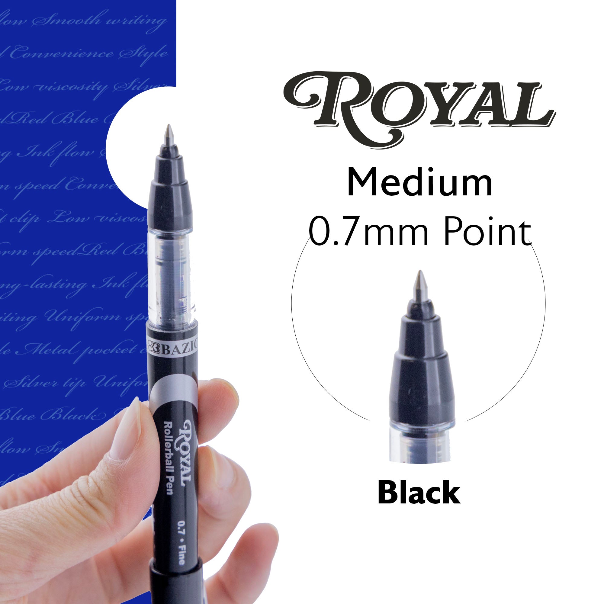Royal Black Rollerball Pen (3/Pack)