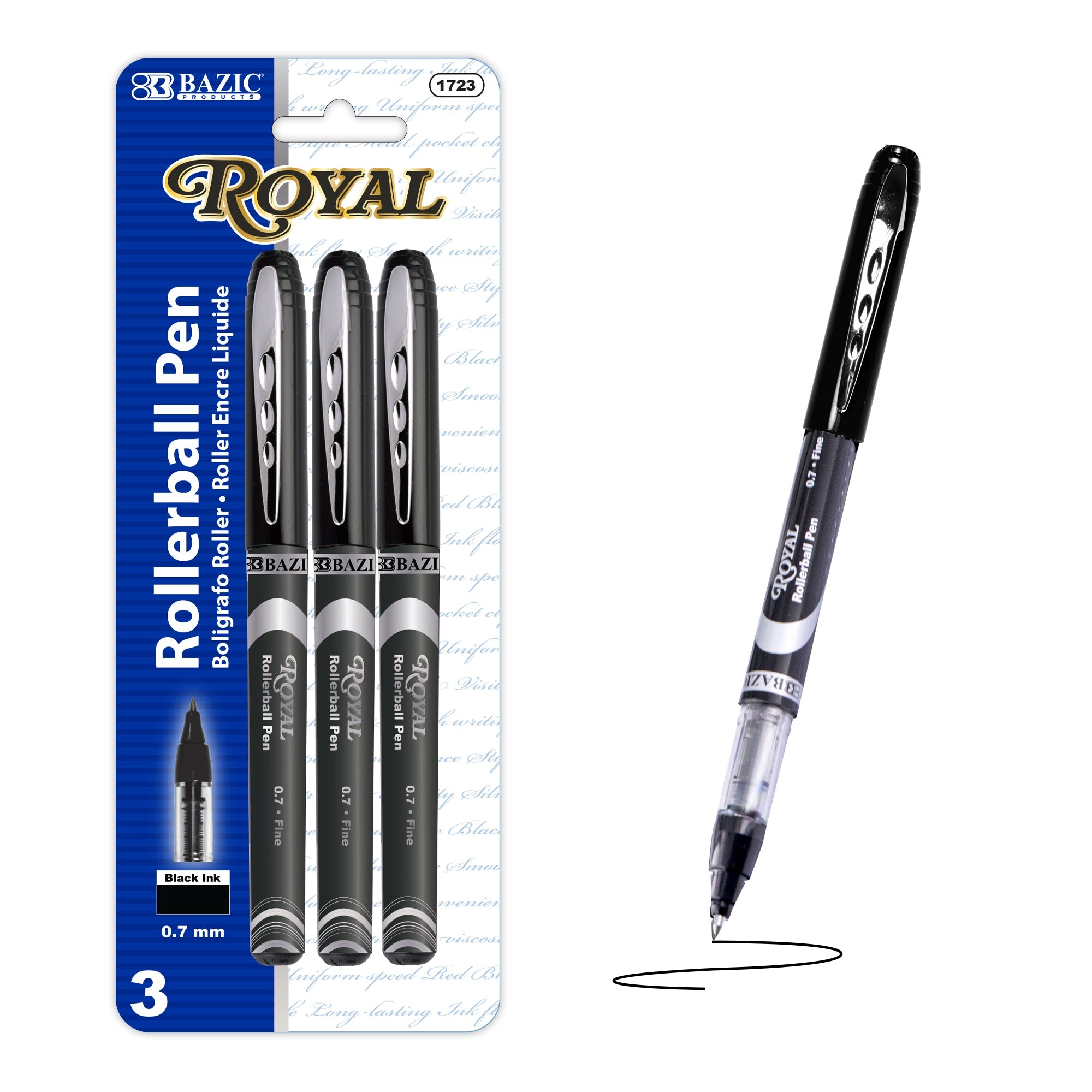 Royal Black Rollerball Pen (3/Pack)