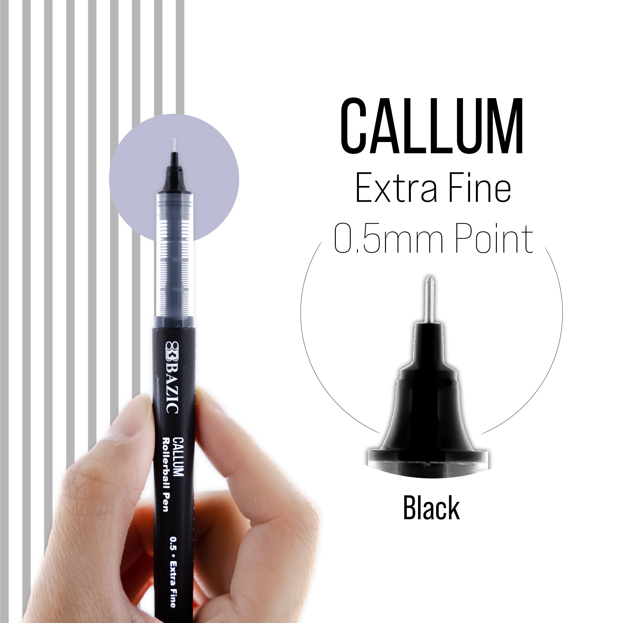 Callum Black Needle-Tip Rollerball Pen (2/Pack)