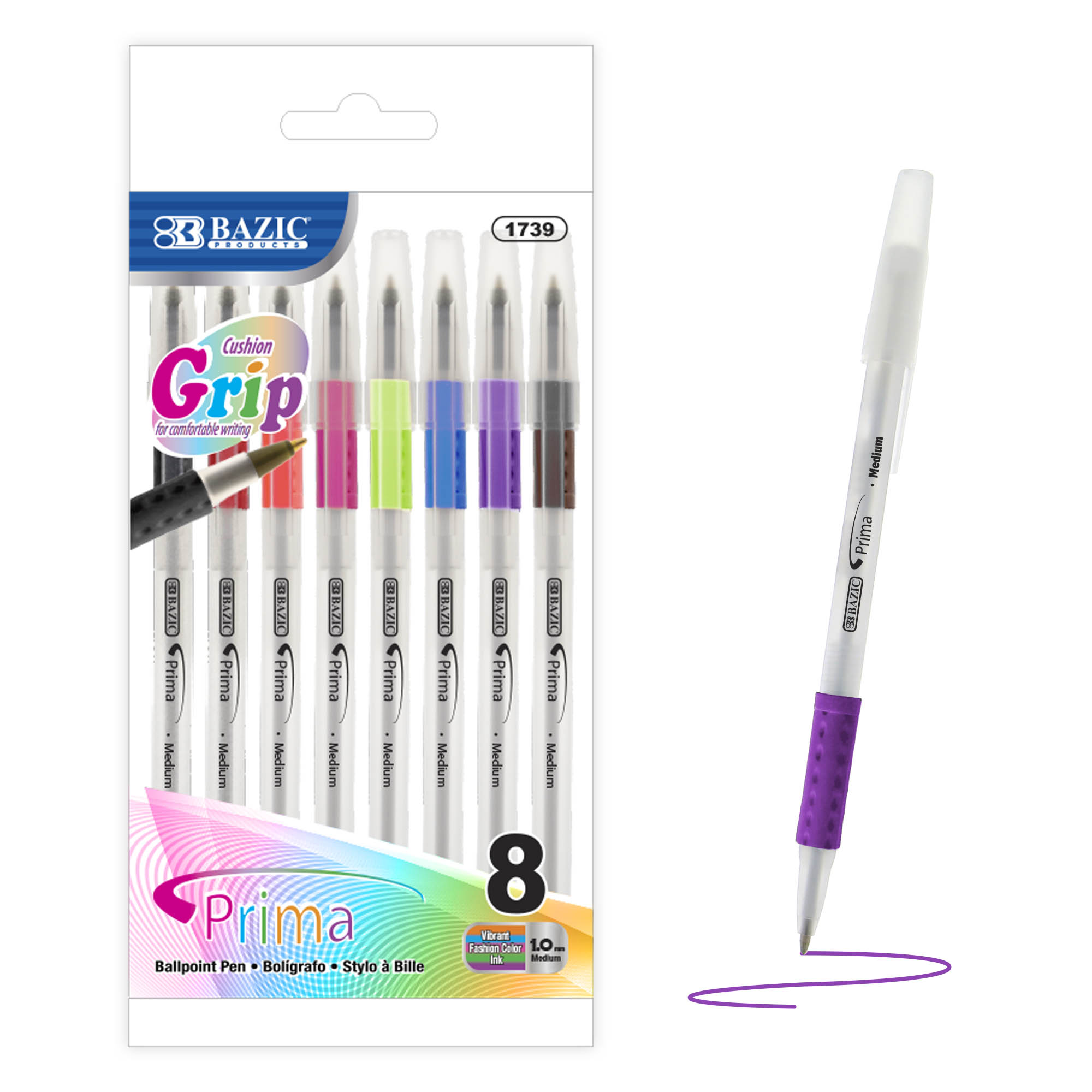 8 Color Prima Stick Pen w/ Cushion Grip