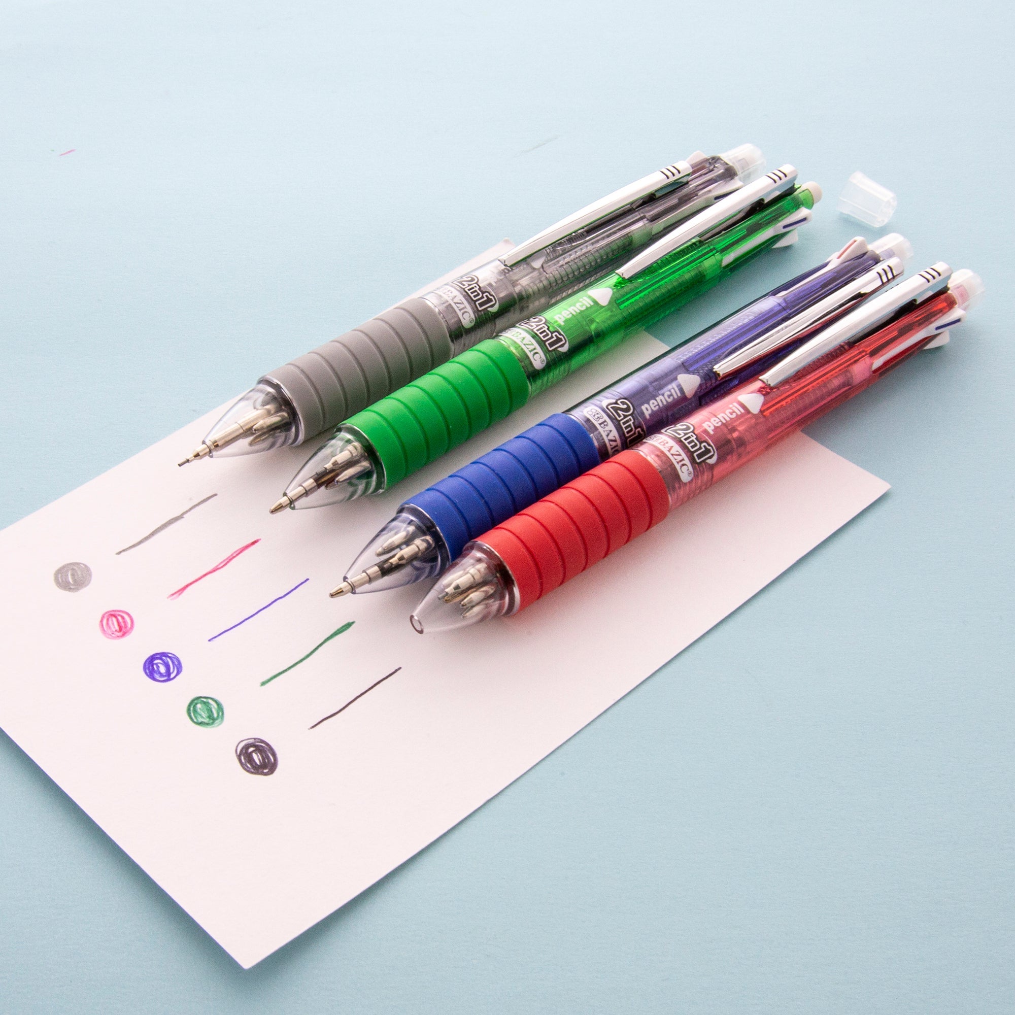 2-In-1 Mechanical Pencil & 4-Color Pen w/ Grip