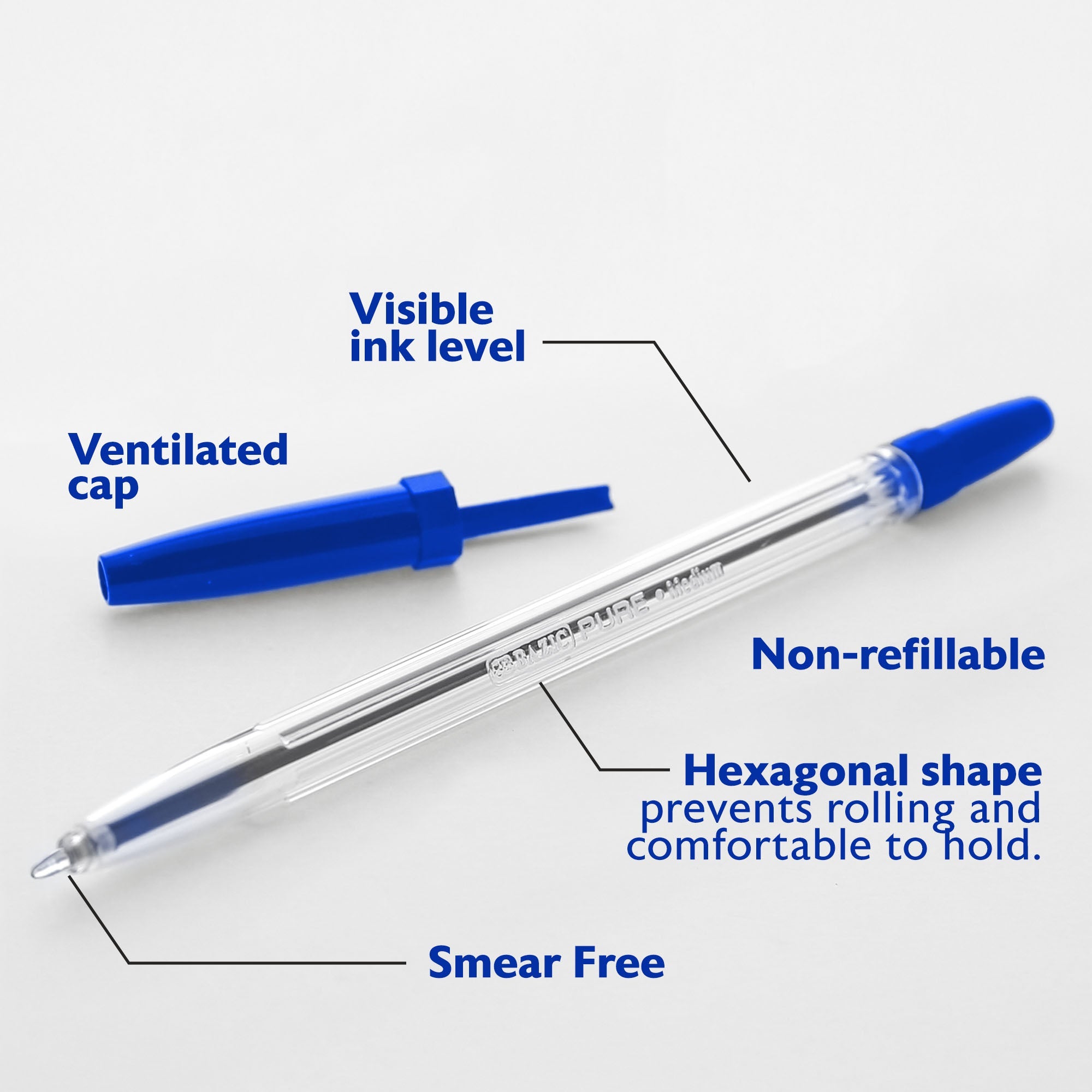 Pure Blue Stick Pen (12/Pack)