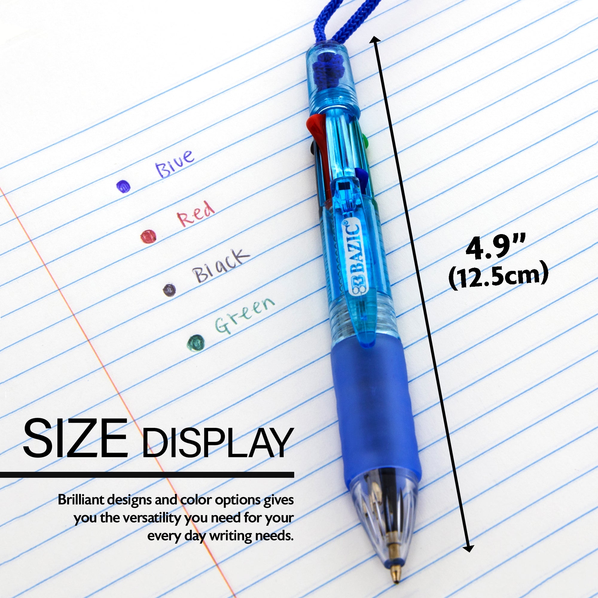 4-Color Neck Pen w/ Cushion Grip (1/Pack)