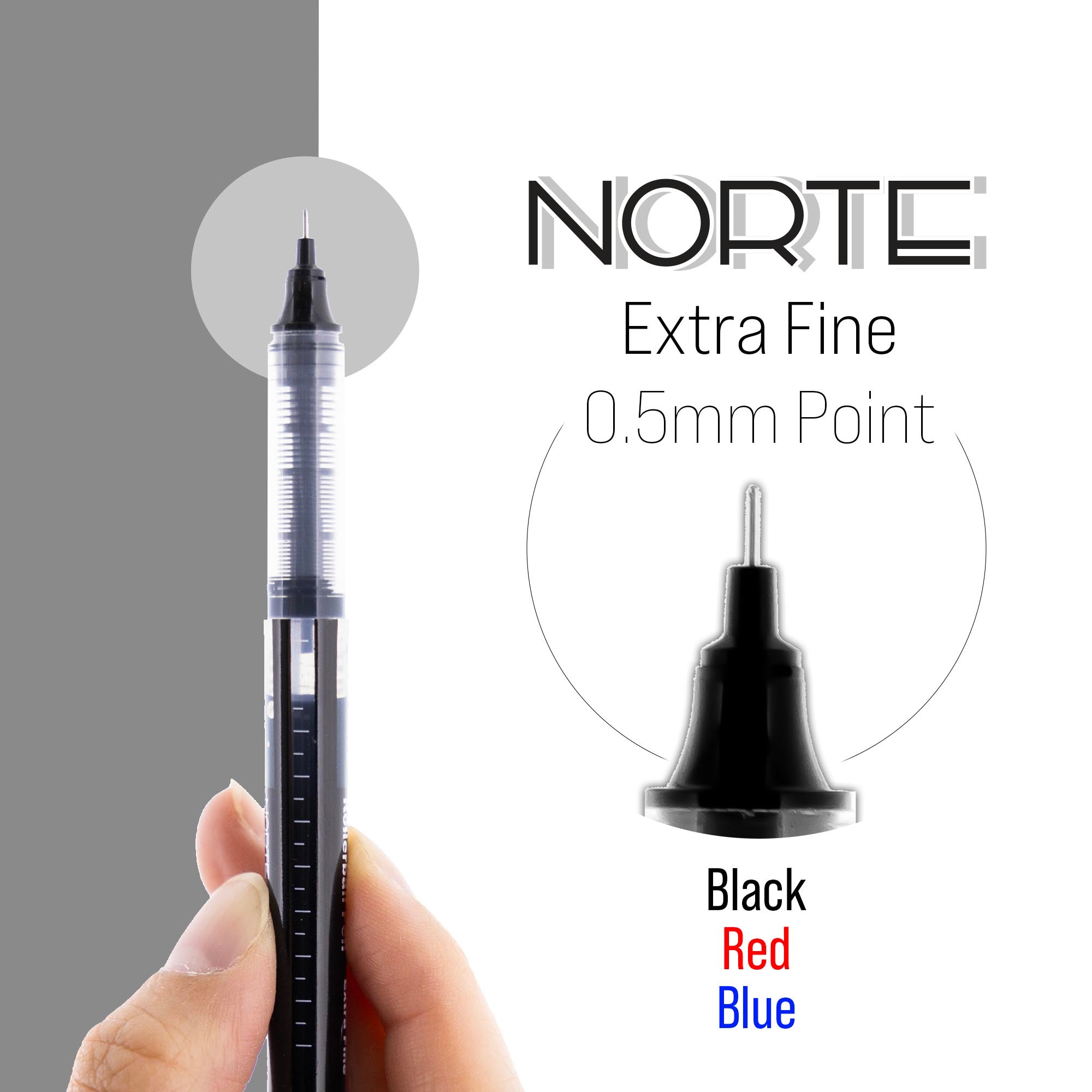 Norte Assorted Color Needle-Tip Rollerball Pen (3/Pack)