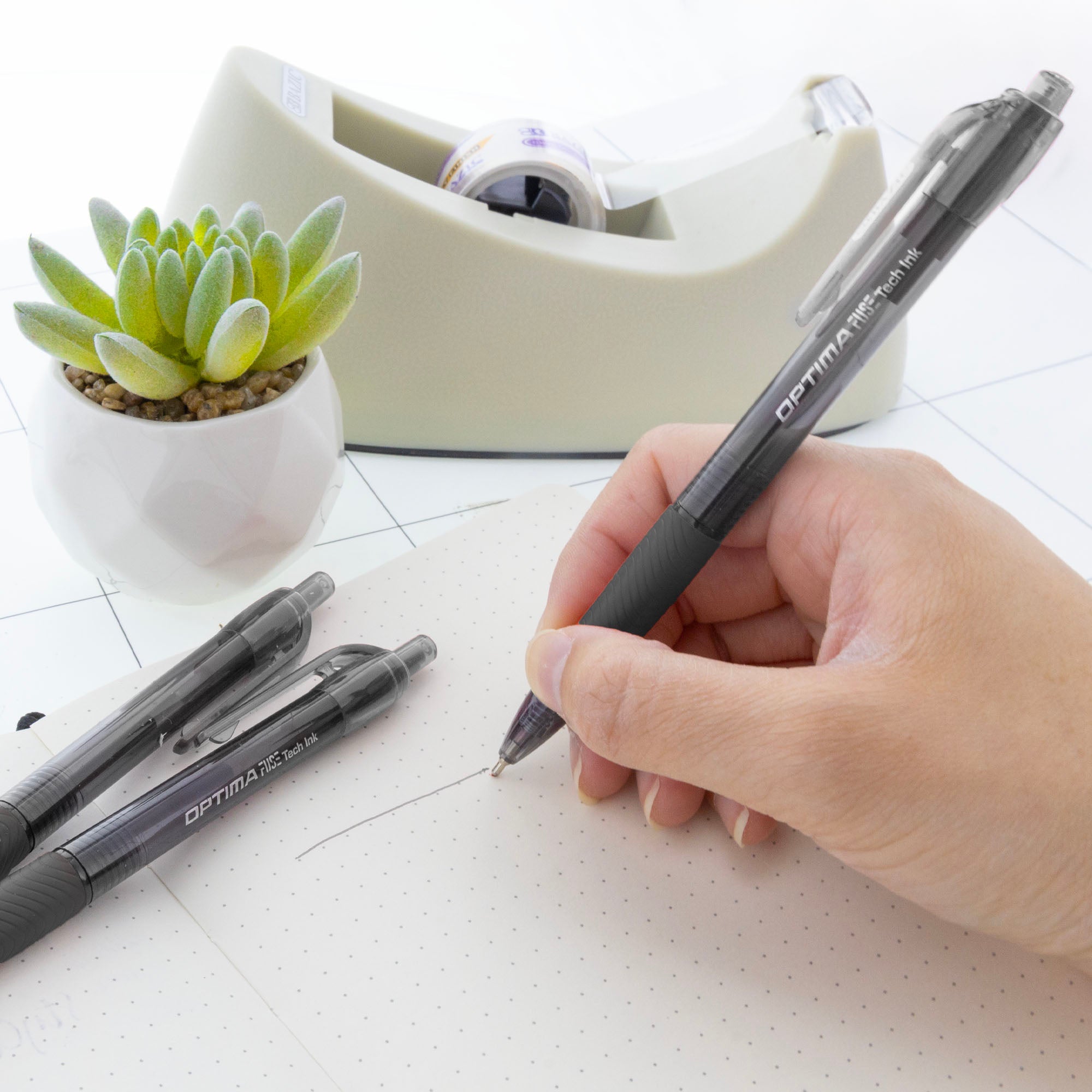 Optima Black Oil-Gel Ink Retractable Pen w/ Grip (3/Pack)