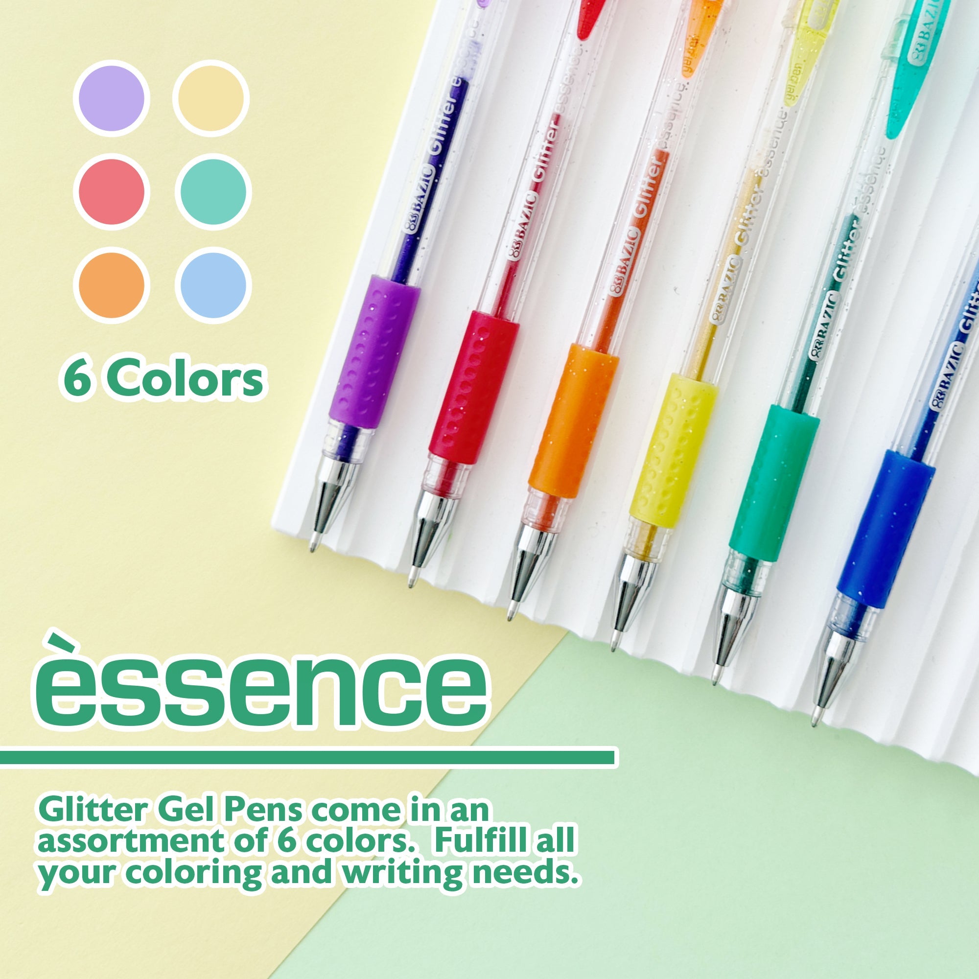 Essence Gel Pen 6 Glitter Color w/ Cushion Grip