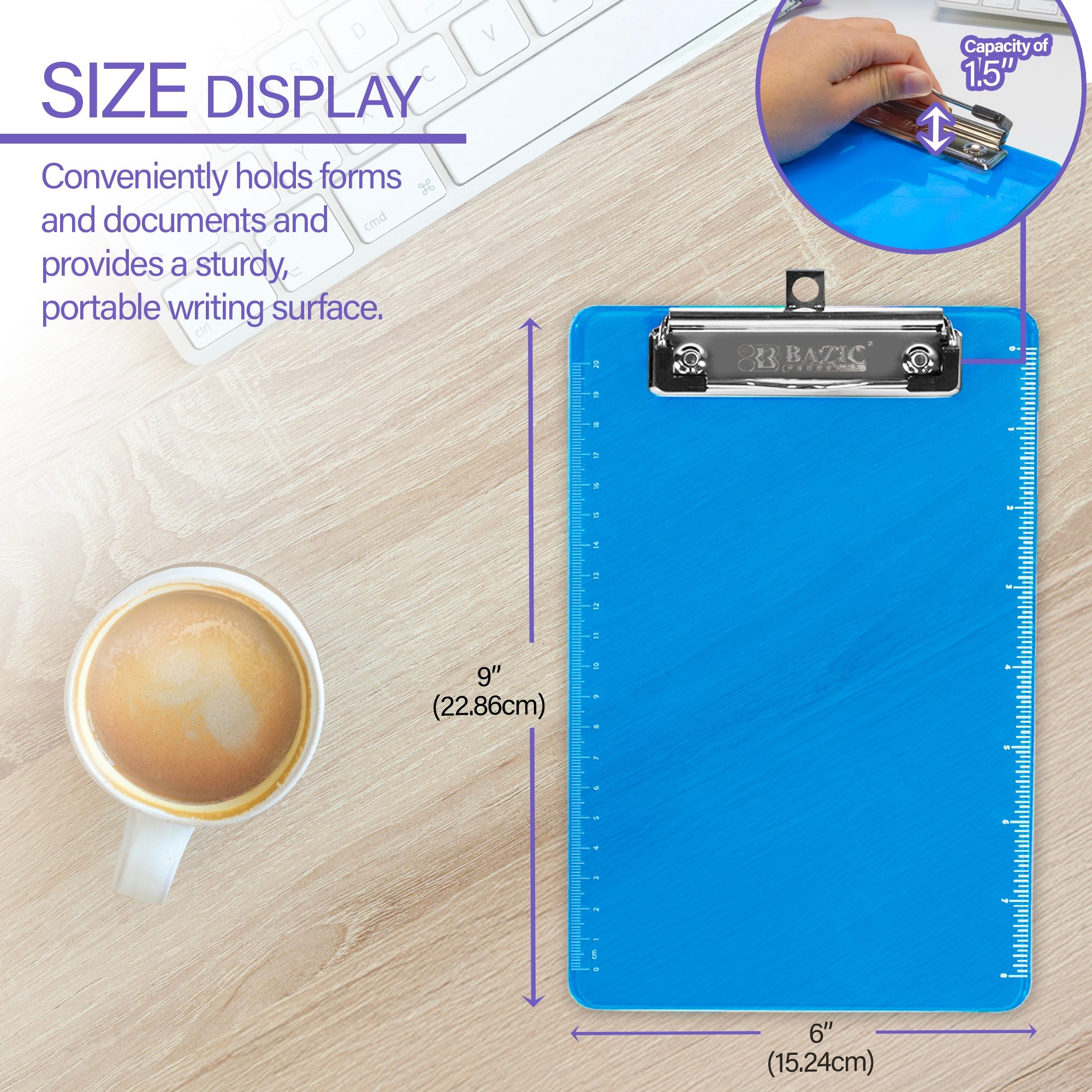 Plastic Clipboard Memo Size w/ Low Profile Clip