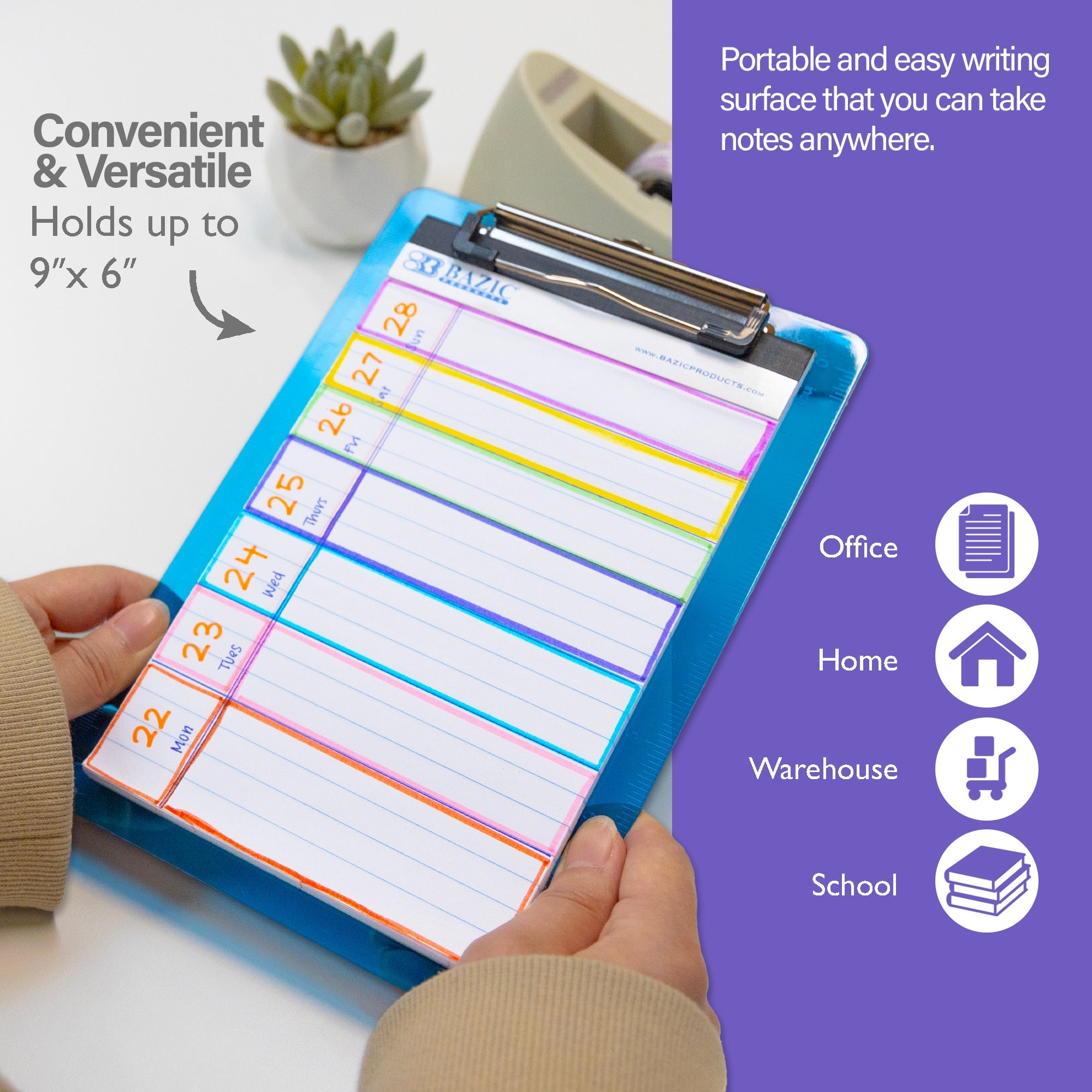 Plastic Clipboard Memo Size w/ Low Profile Clip