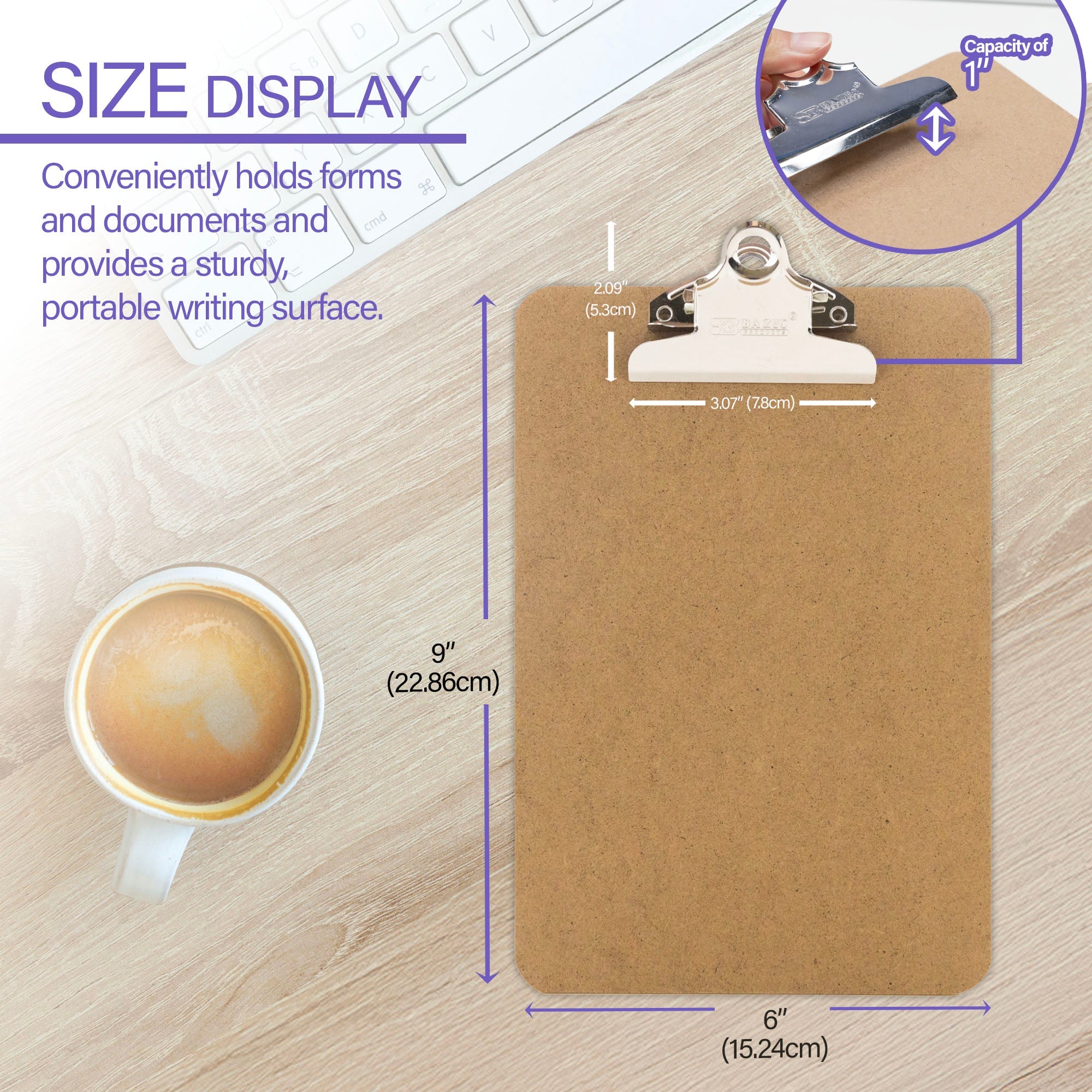 Hardboard Clipboard w/ Sturdy Spring Clip - Memo Size