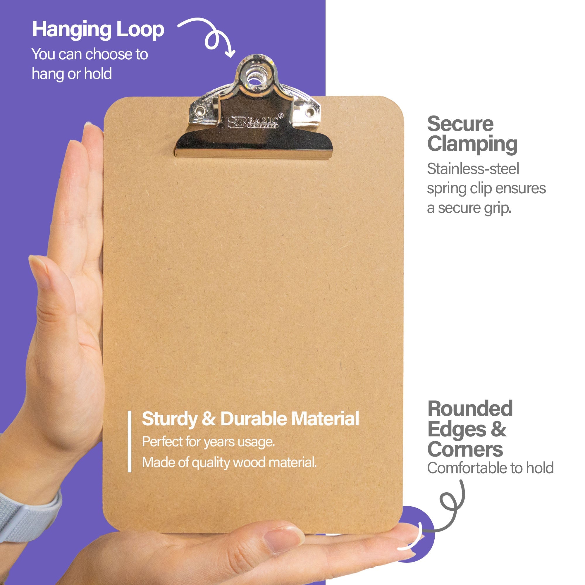 Hardboard Clipboard w/ Sturdy Spring Clip - Memo Size