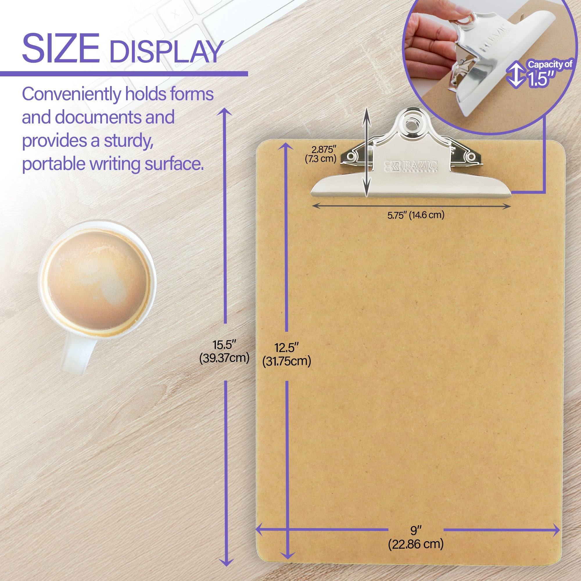 Hardboard Clipboard w/ Sturdy Spring Clip - Legal Size