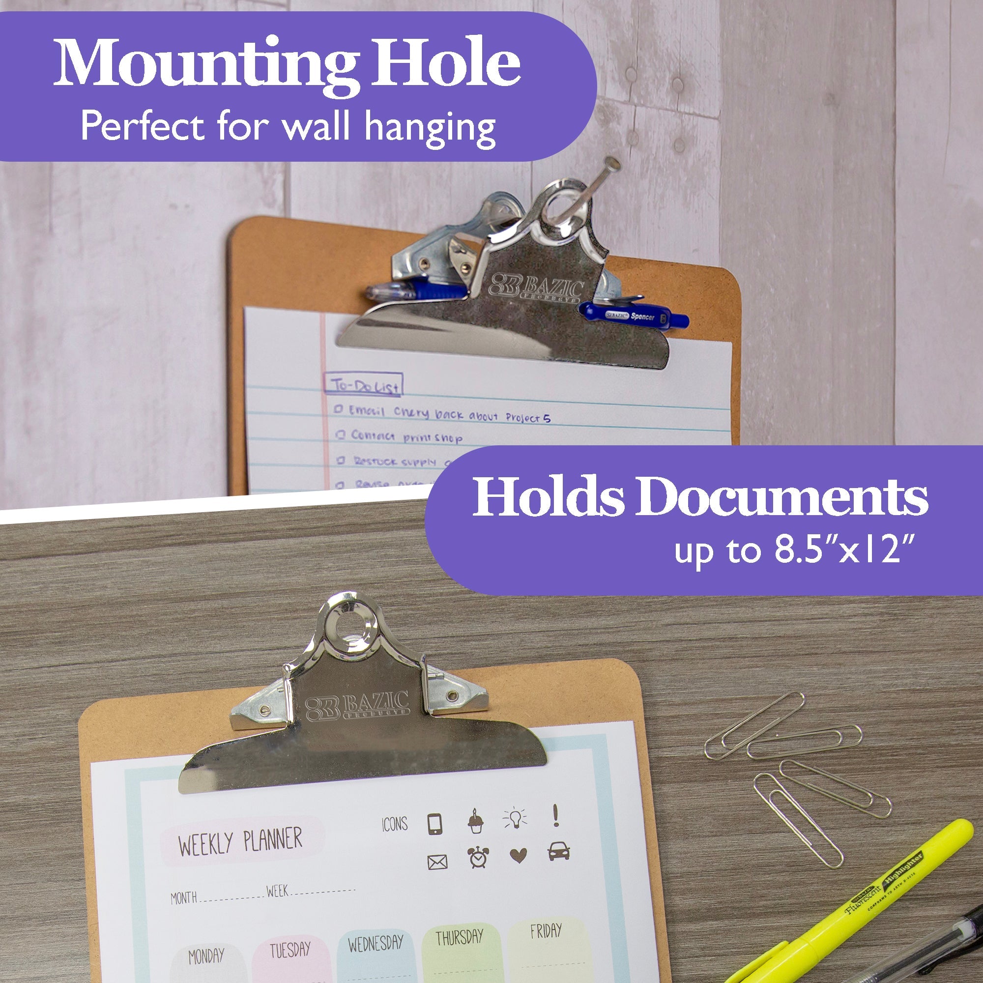 Hardboard Clipboard w/ Sturdy Spring Clip - Legal Size