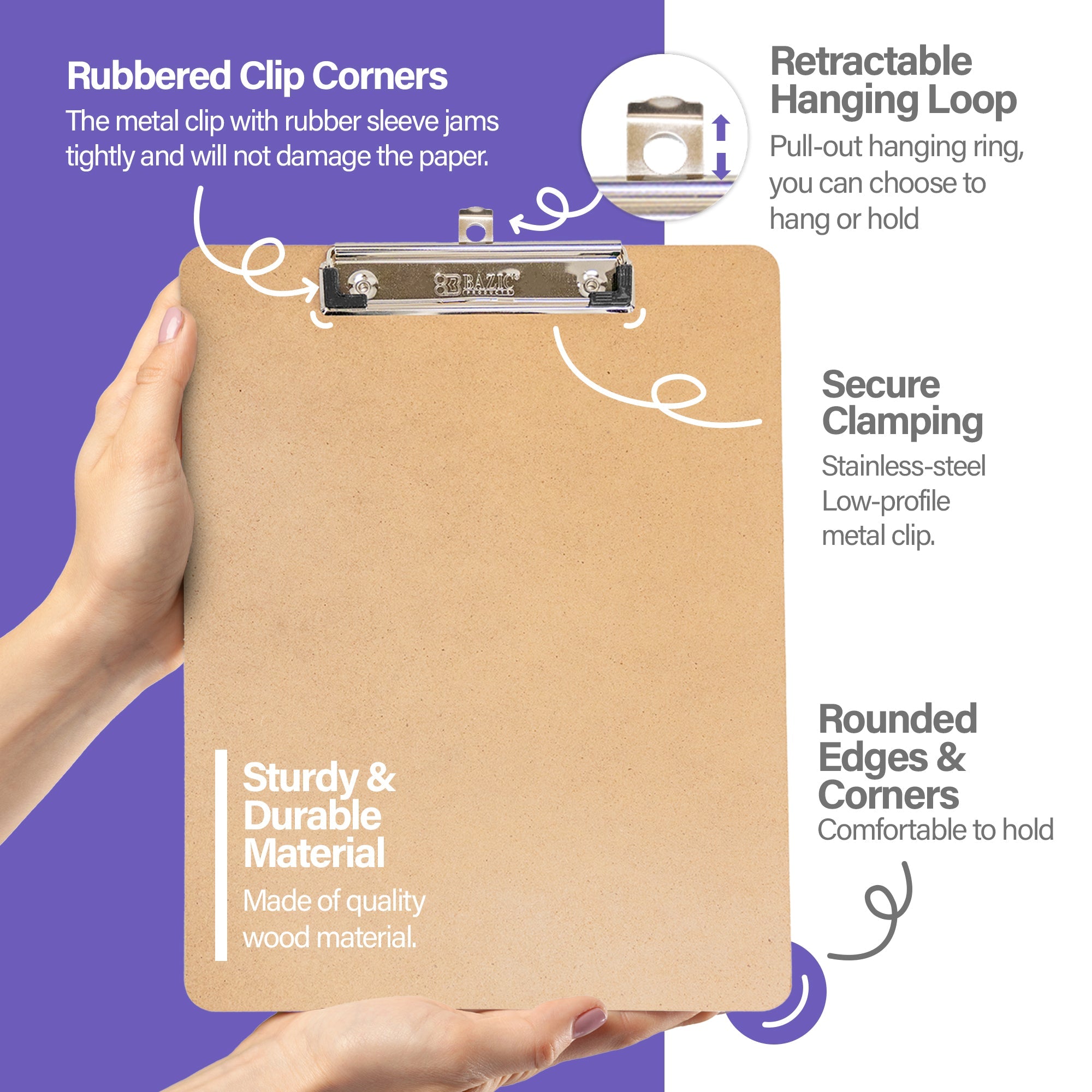 Hardboard Clipboard Standard Size w/ Low Profile Clip