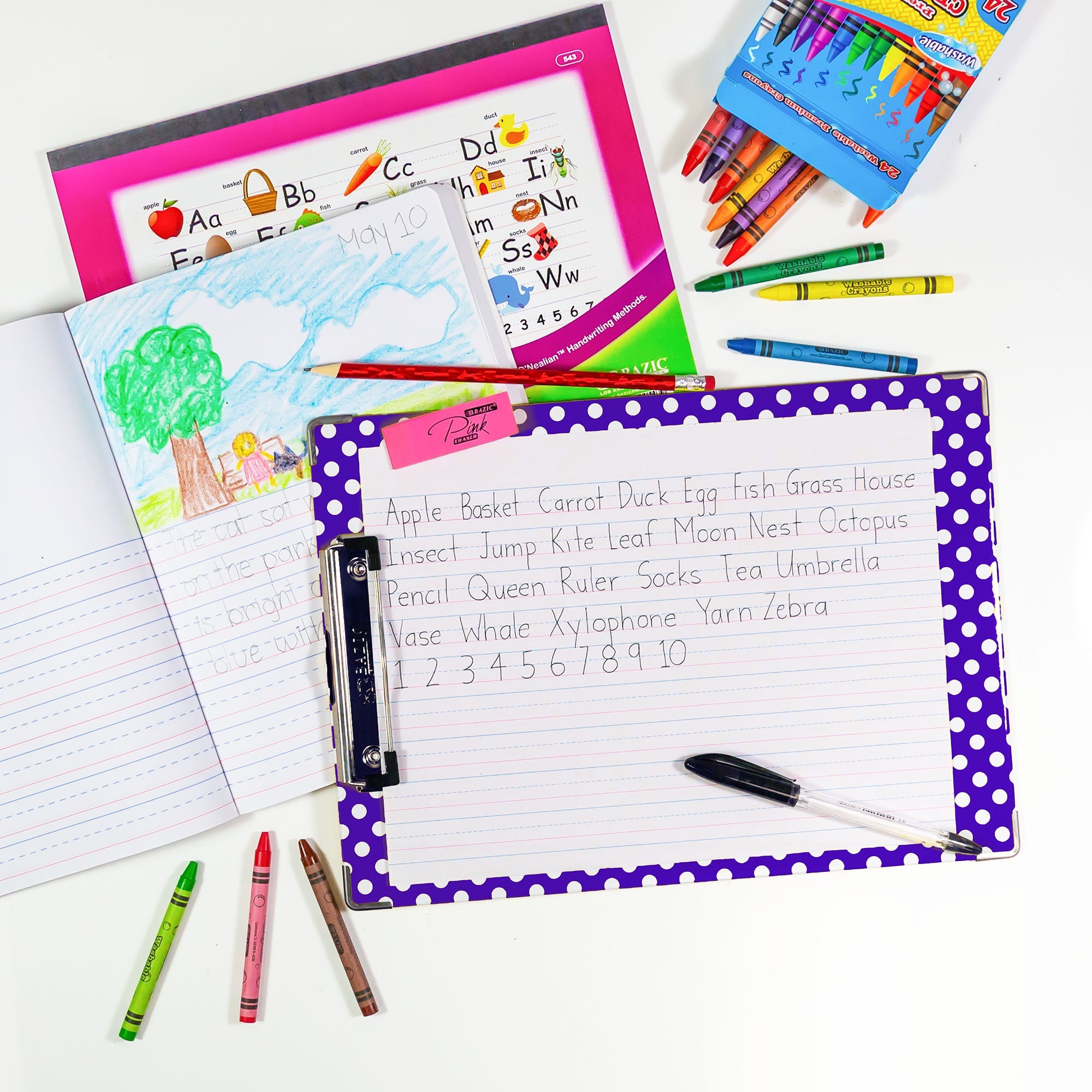 Paperboard Clipboard Polka Dot, Low Profile Clip