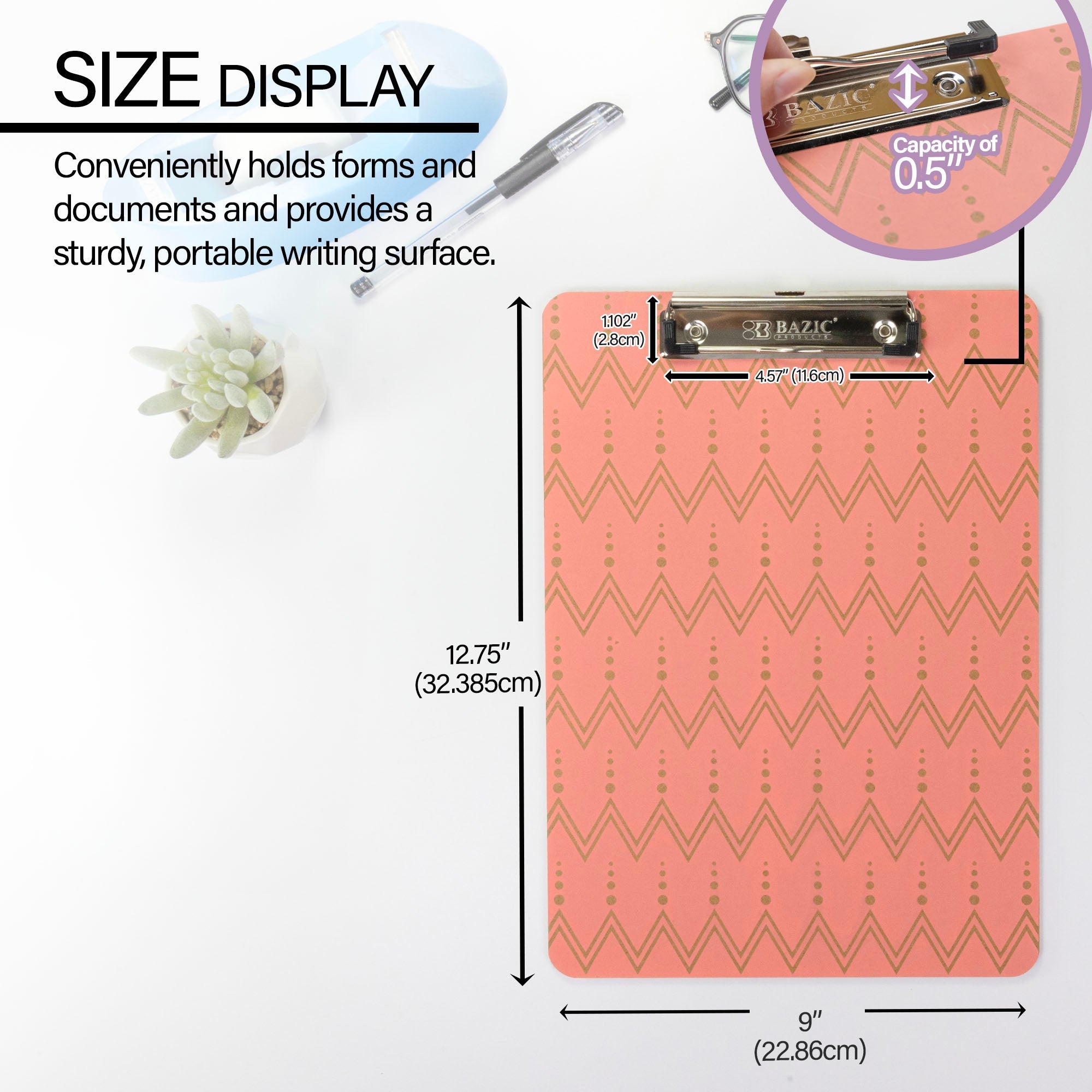 Hardboard Clipboard Standard Size Vintage Low Profile Clip