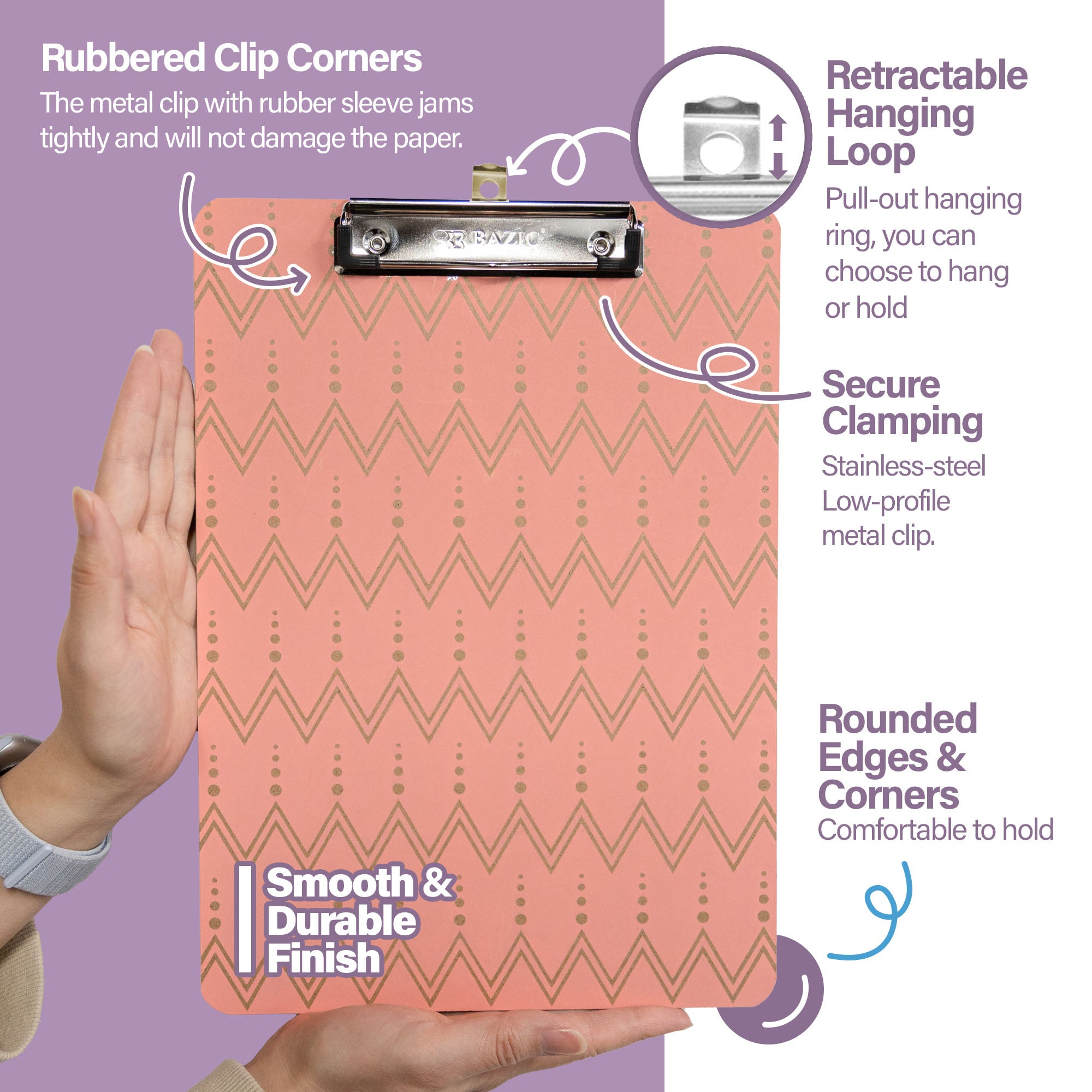 Hardboard Clipboard Standard Size Vintage Low Profile Clip