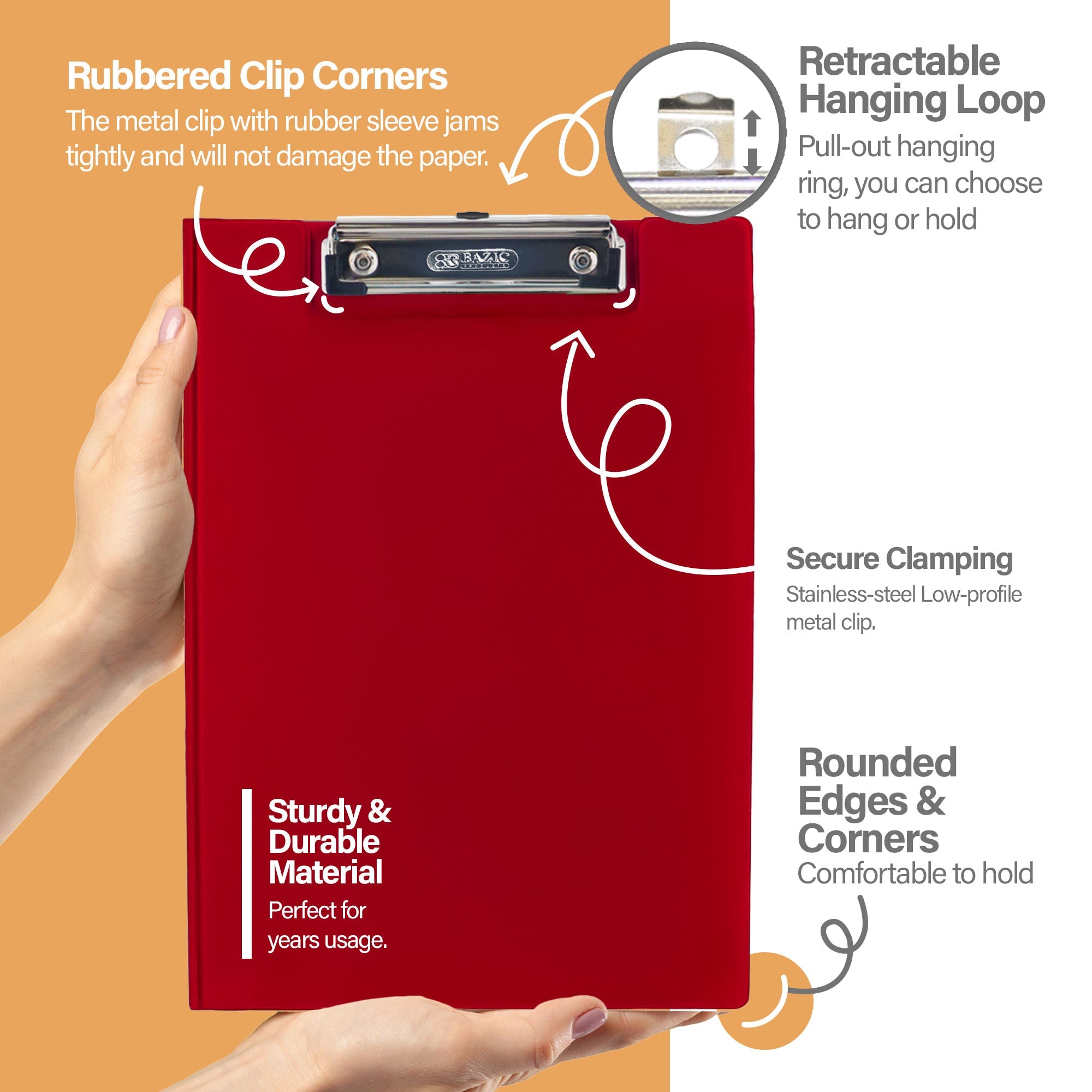 PVC Clipboard A4 Size Folder w/ Low Profile Clip