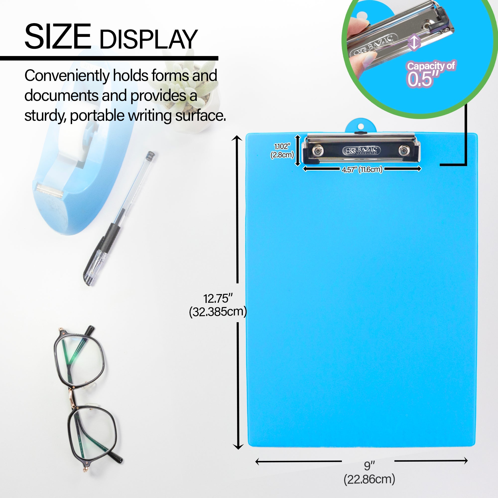 PVC Standard Clipboard Bright Color w/ Low Profile Clip