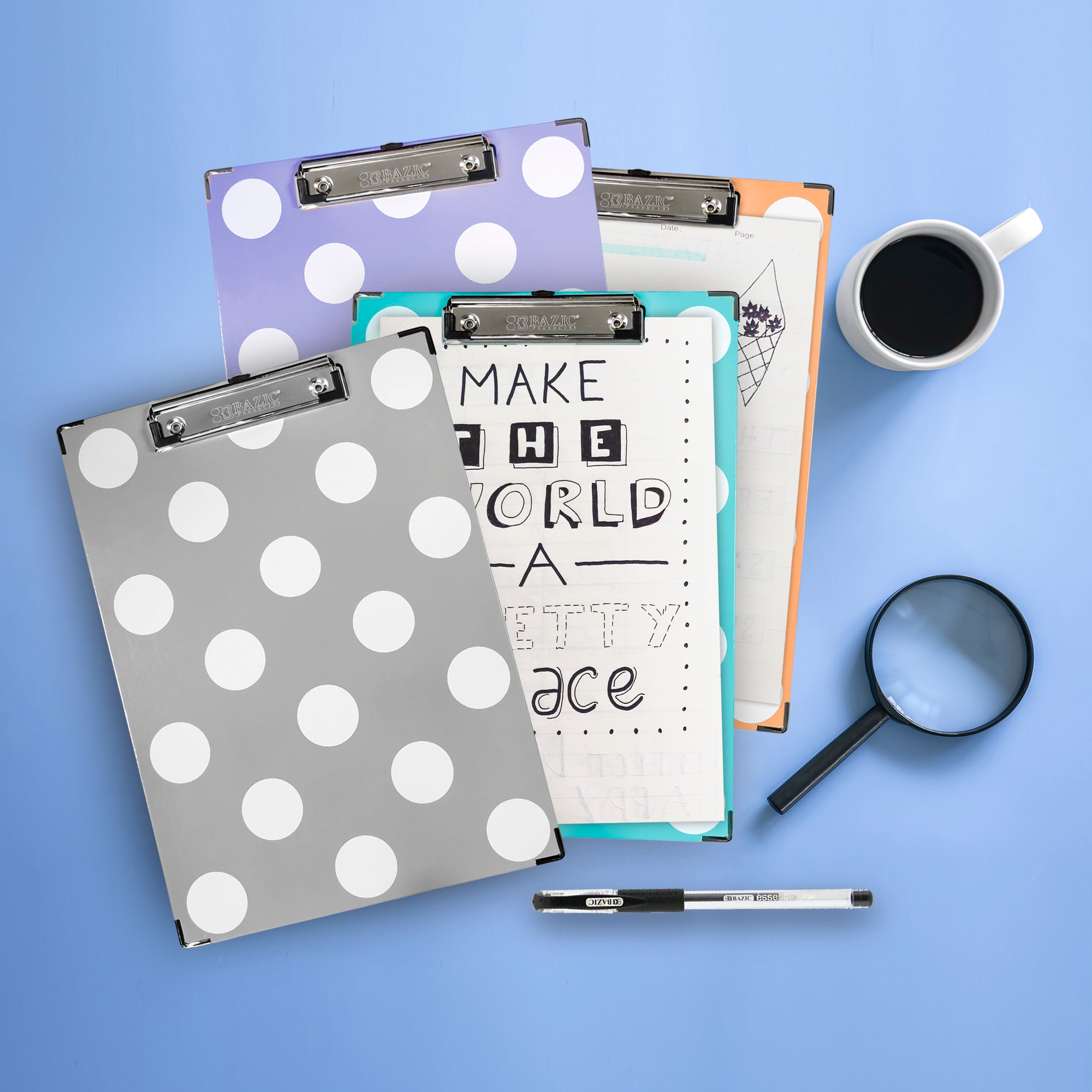Paperboard Clipboard Standard Size Carnival Polka Dot