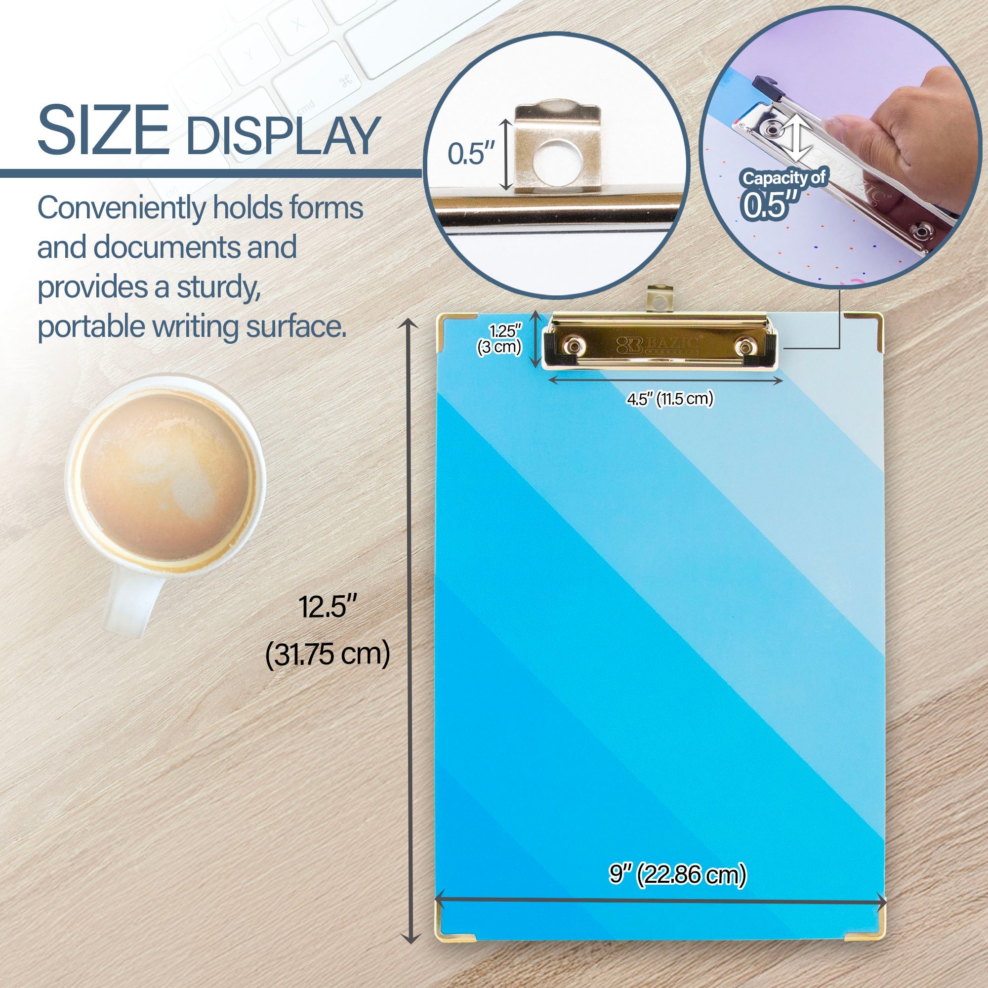 Paperboard Clipboard Letter Size Gradient, Low Profile Clip