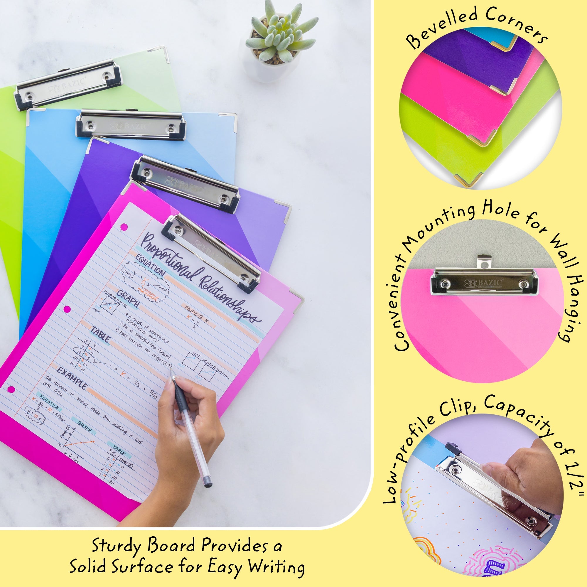 Paperboard Clipboard Letter Size Gradient, Low Profile Clip