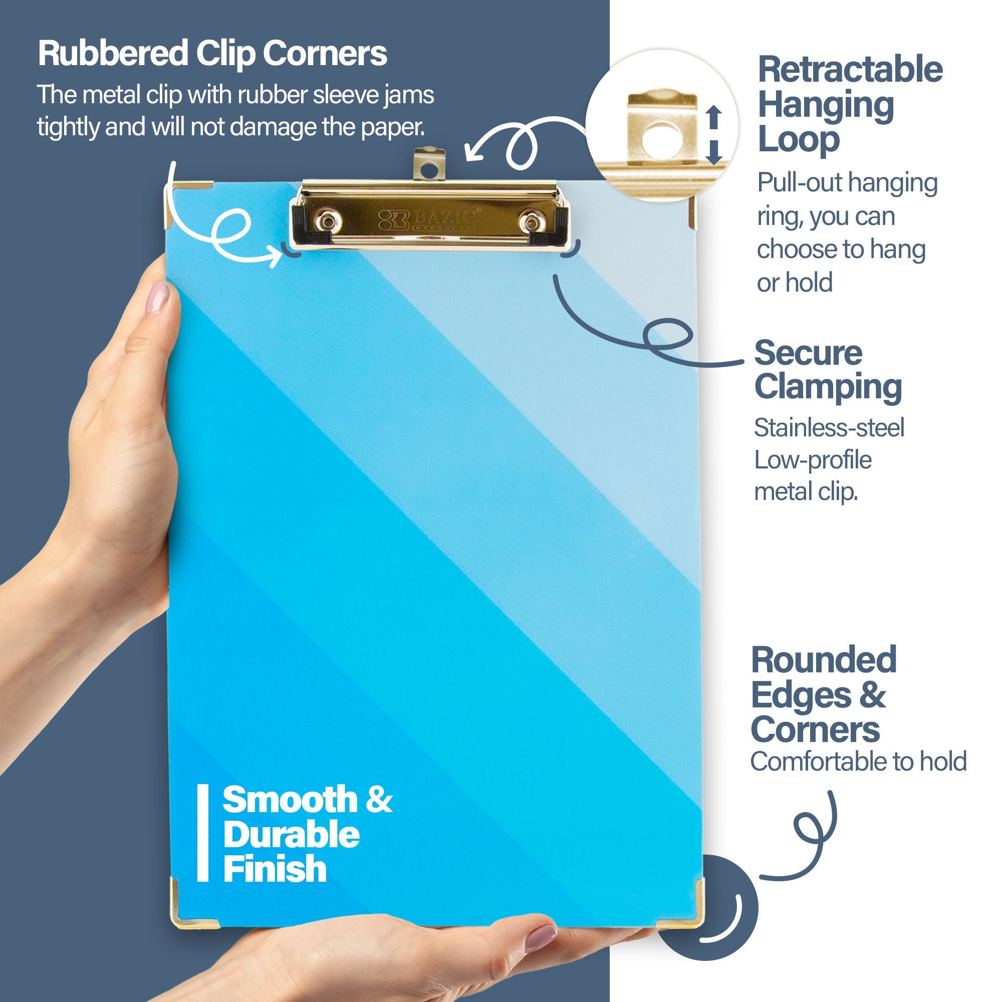 Paperboard Clipboard Letter Size Gradient, Low Profile Clip