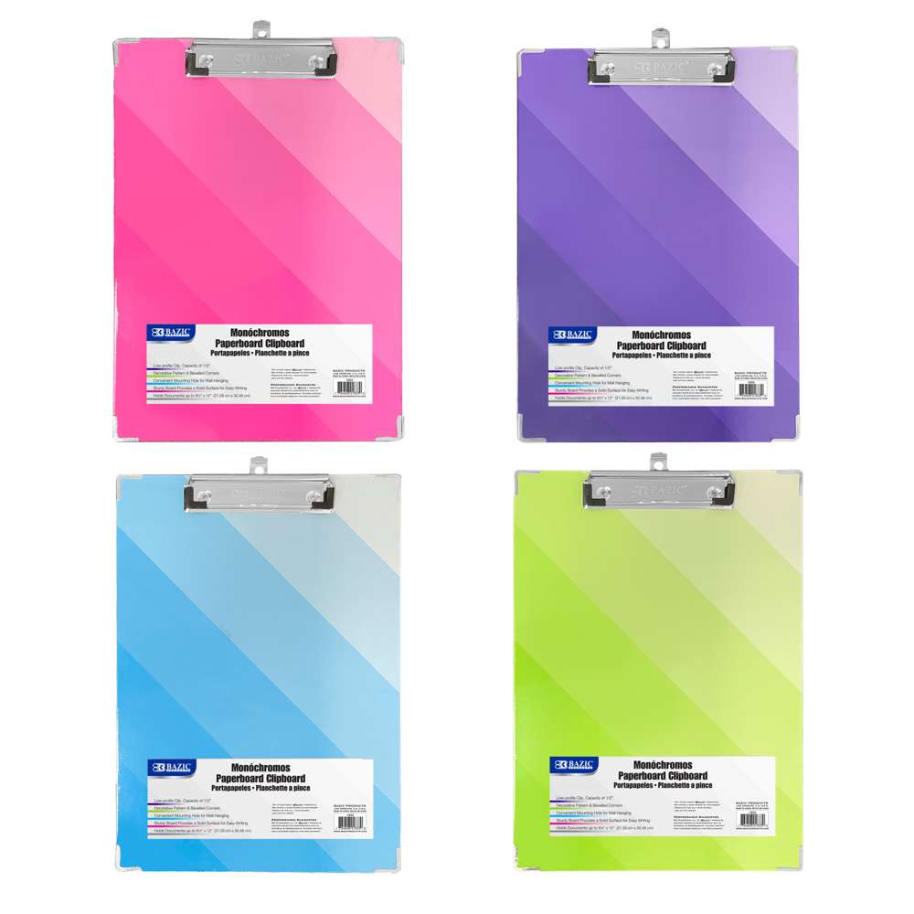 Paperboard Clipboard Letter Size Gradient, Low Profile Clip