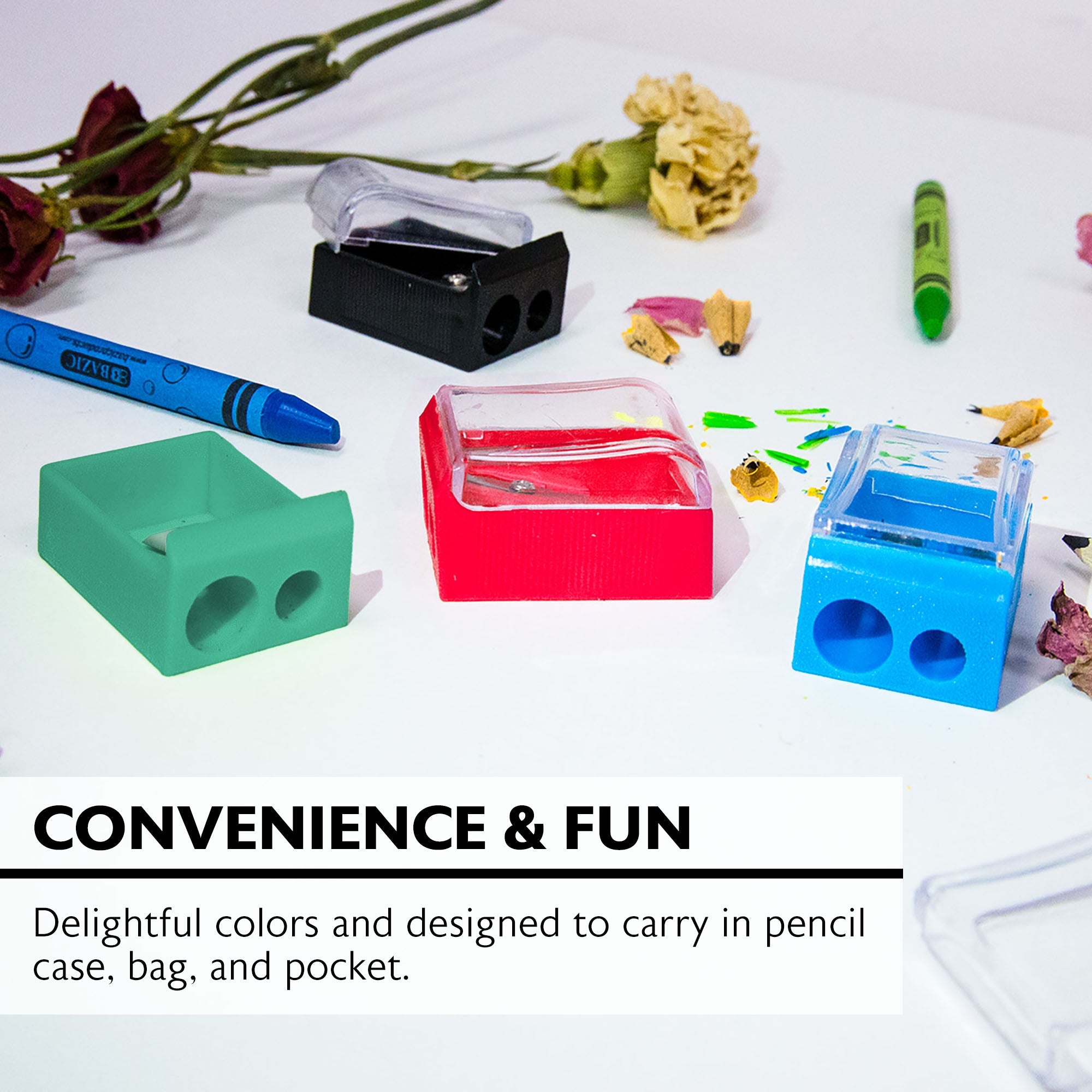 Nora Dual Hole Square Sharpener w/ Receptacle (4/Pack)