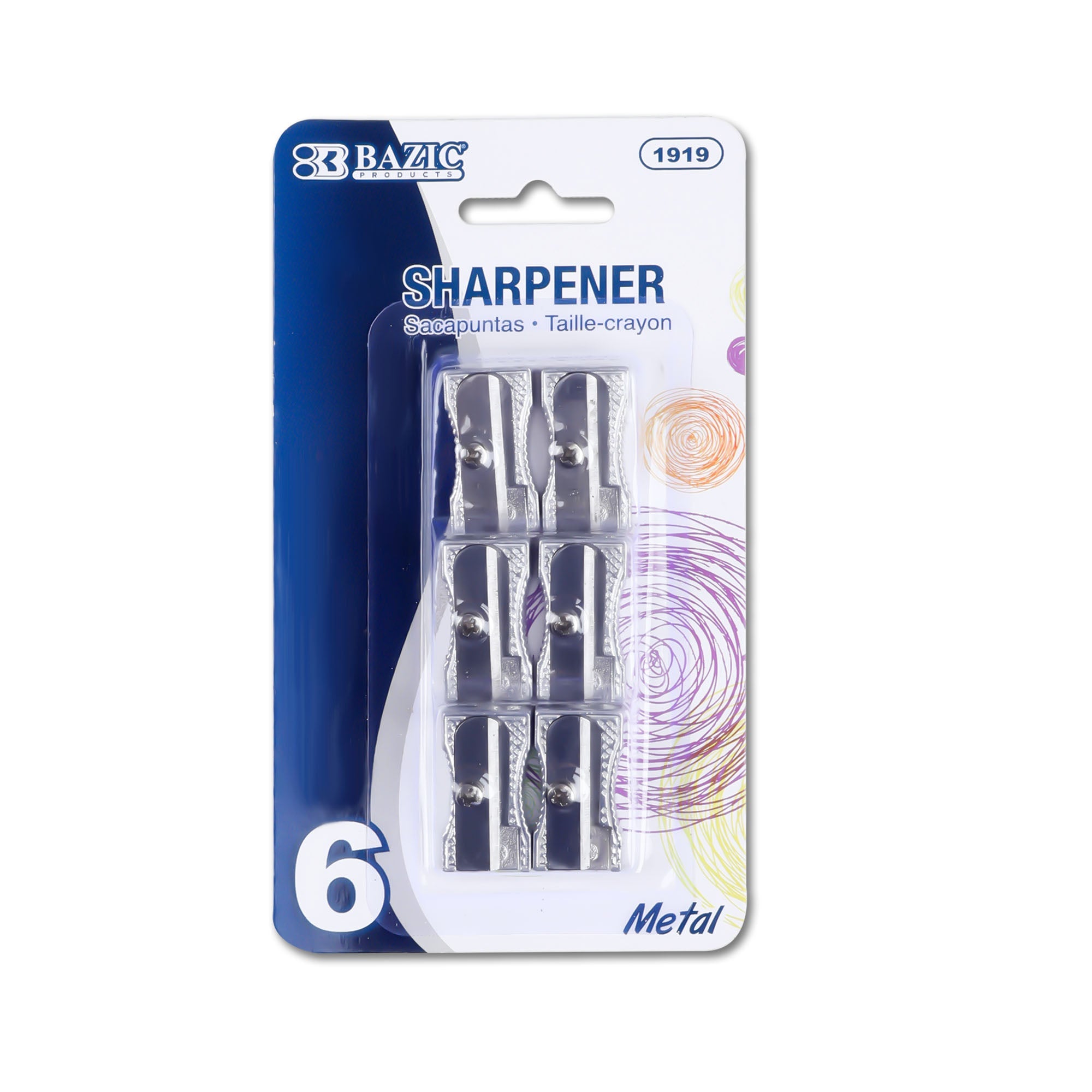 Single Hole Metal Pencil Sharpener (6/Pack)