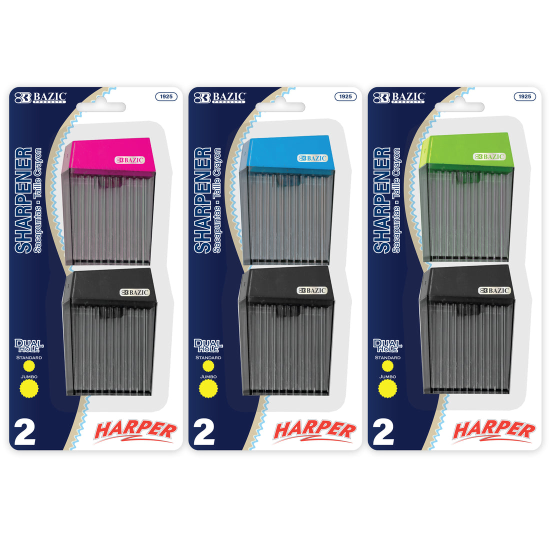 Harper Dual Hole Square Sharpener w/ Receptacle (2/Pack)