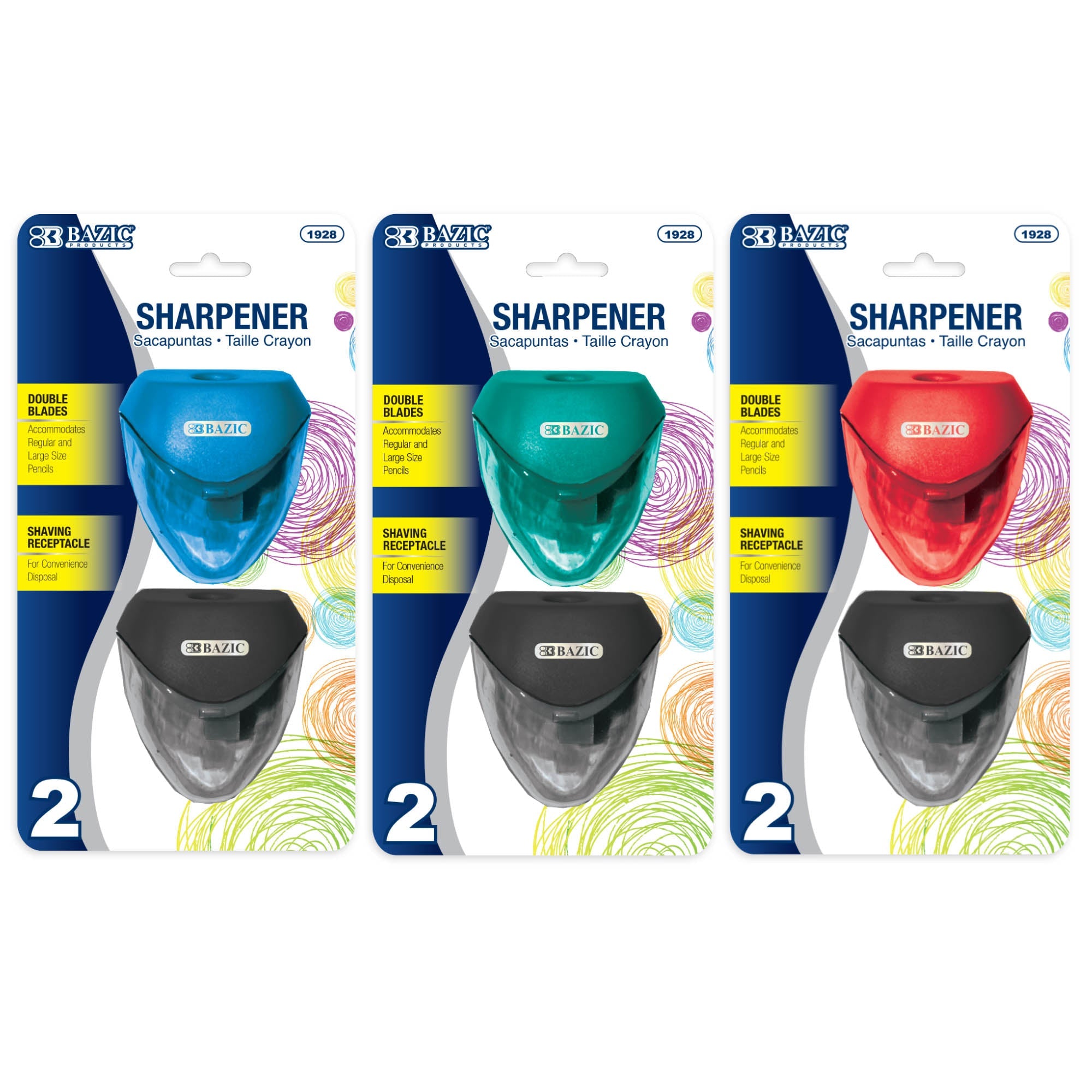 Kara Dual Hole Sharpener w/ Triangle Receptacle (2/Pack)