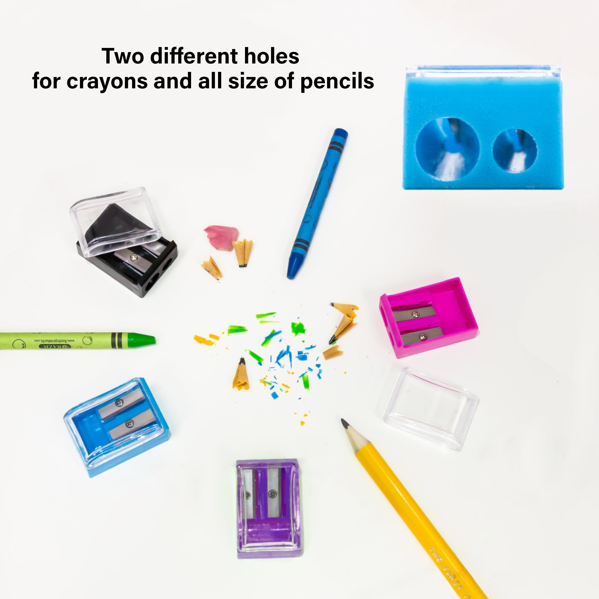 Dual Hole Square Receptacle Sharpener + Round Receptacle Sharpener