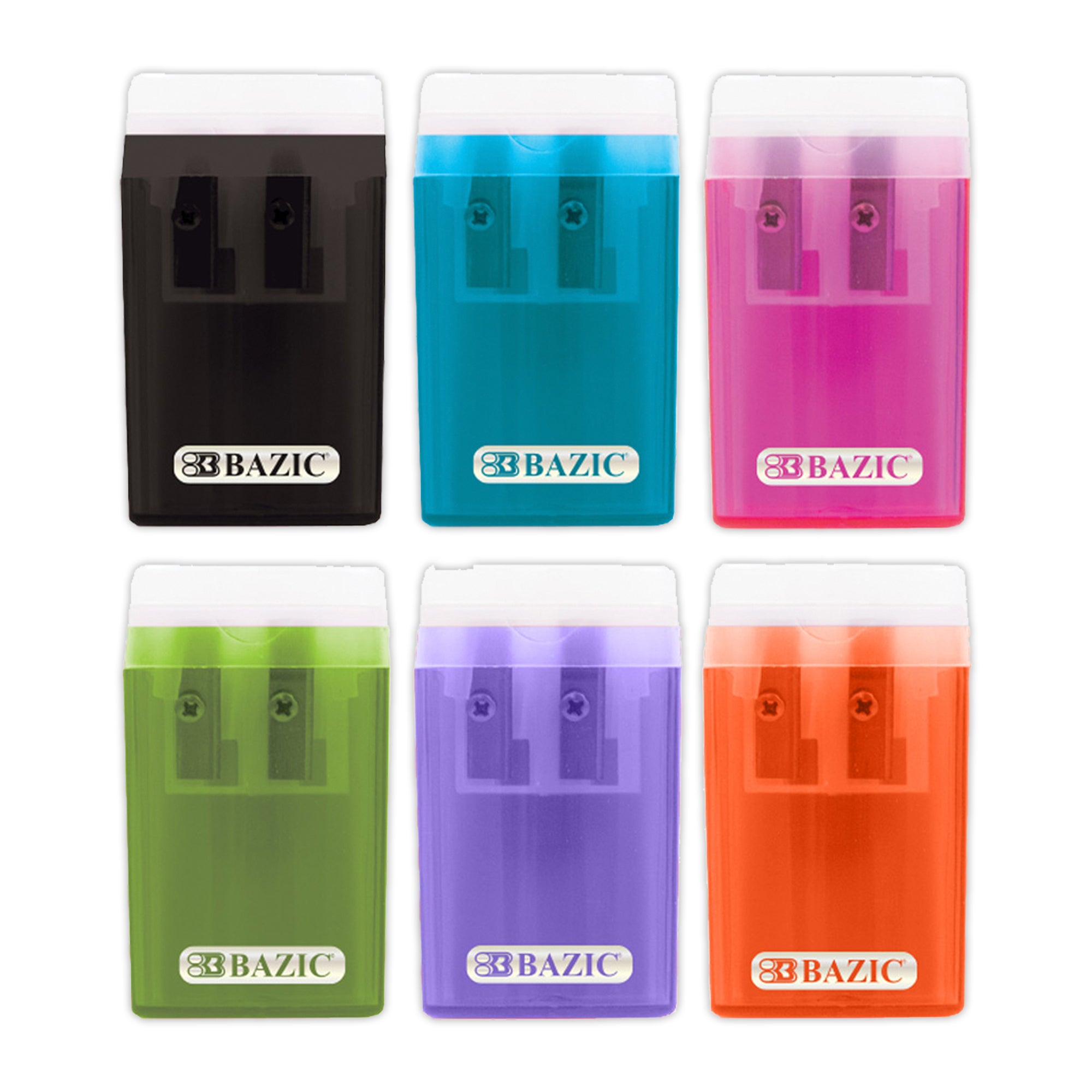 BAZIC Victor Dual Hole Sharpener w/ Lid & Receptacle (BULK