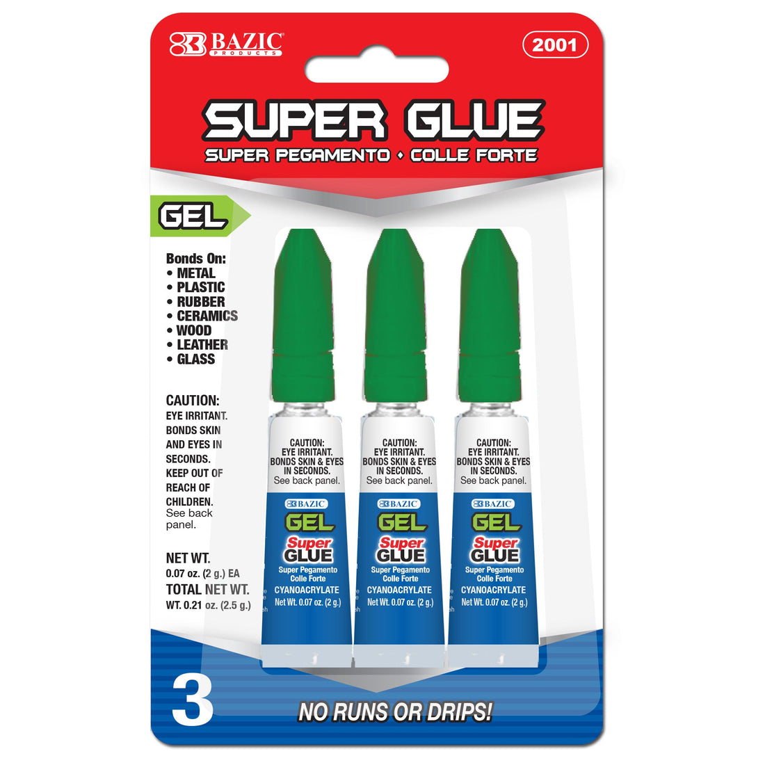 0.07 oz (2g) Super Glue Gel (3/Pack)