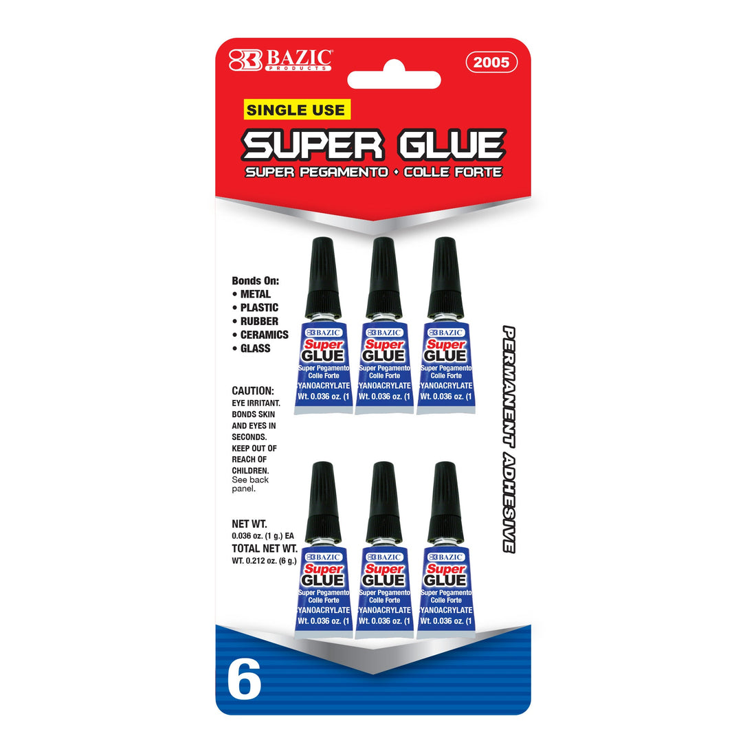 0.036 oz (1g) Single Use Super Glue (6/Pack)