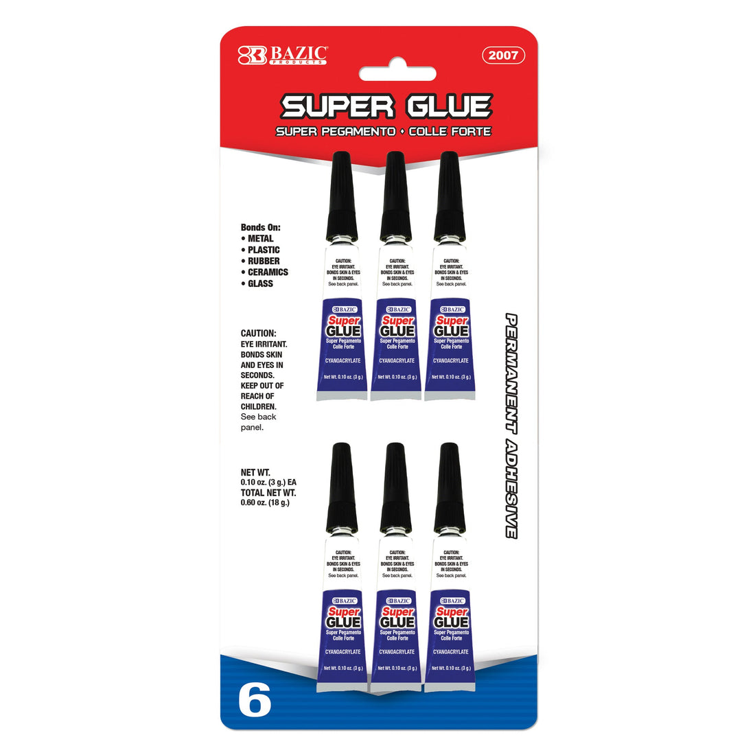 0.10 oz (3g) Super Glue (6/Pack)