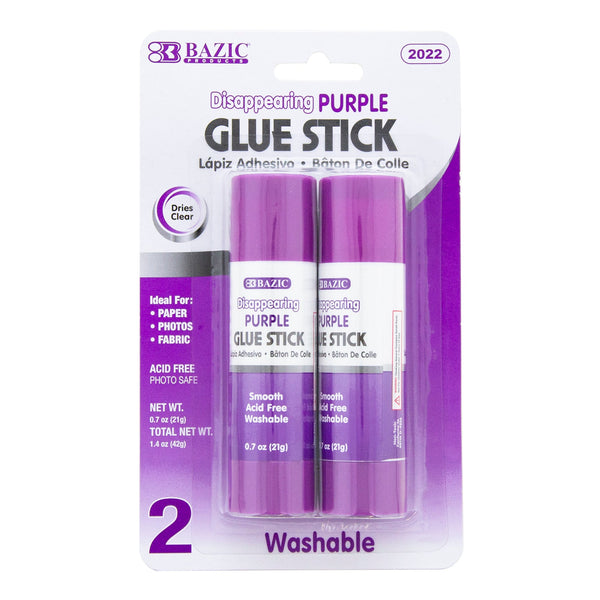 0.7 oz (21g) Washable Disappearing Purple Glue Stick (2/Pack)