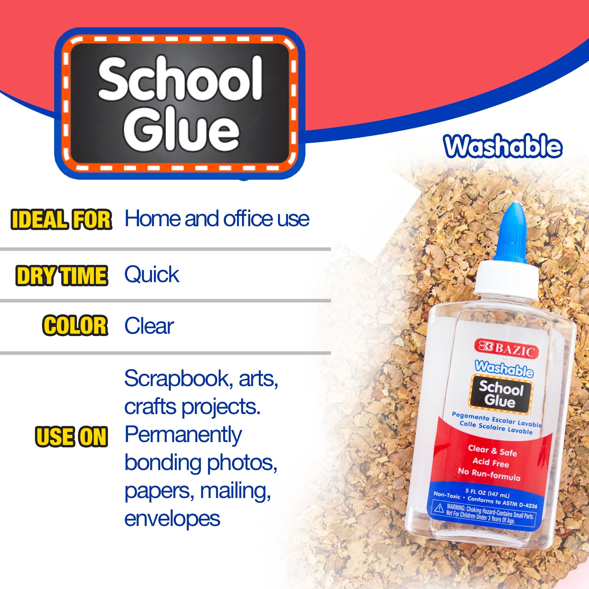 Clear Washable School Glue 5 FL OZ (147 mL)