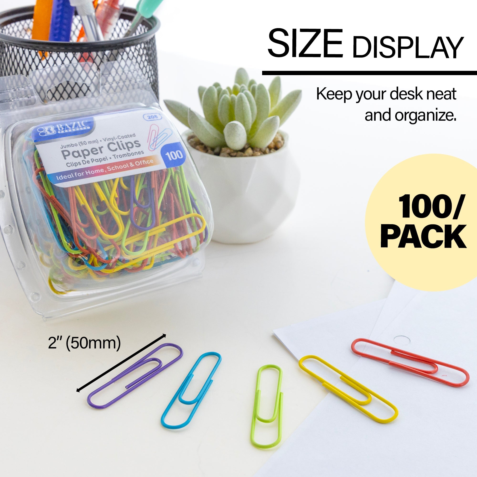 Paper Clip (50mm) Jumbo Color (100/Pack)
