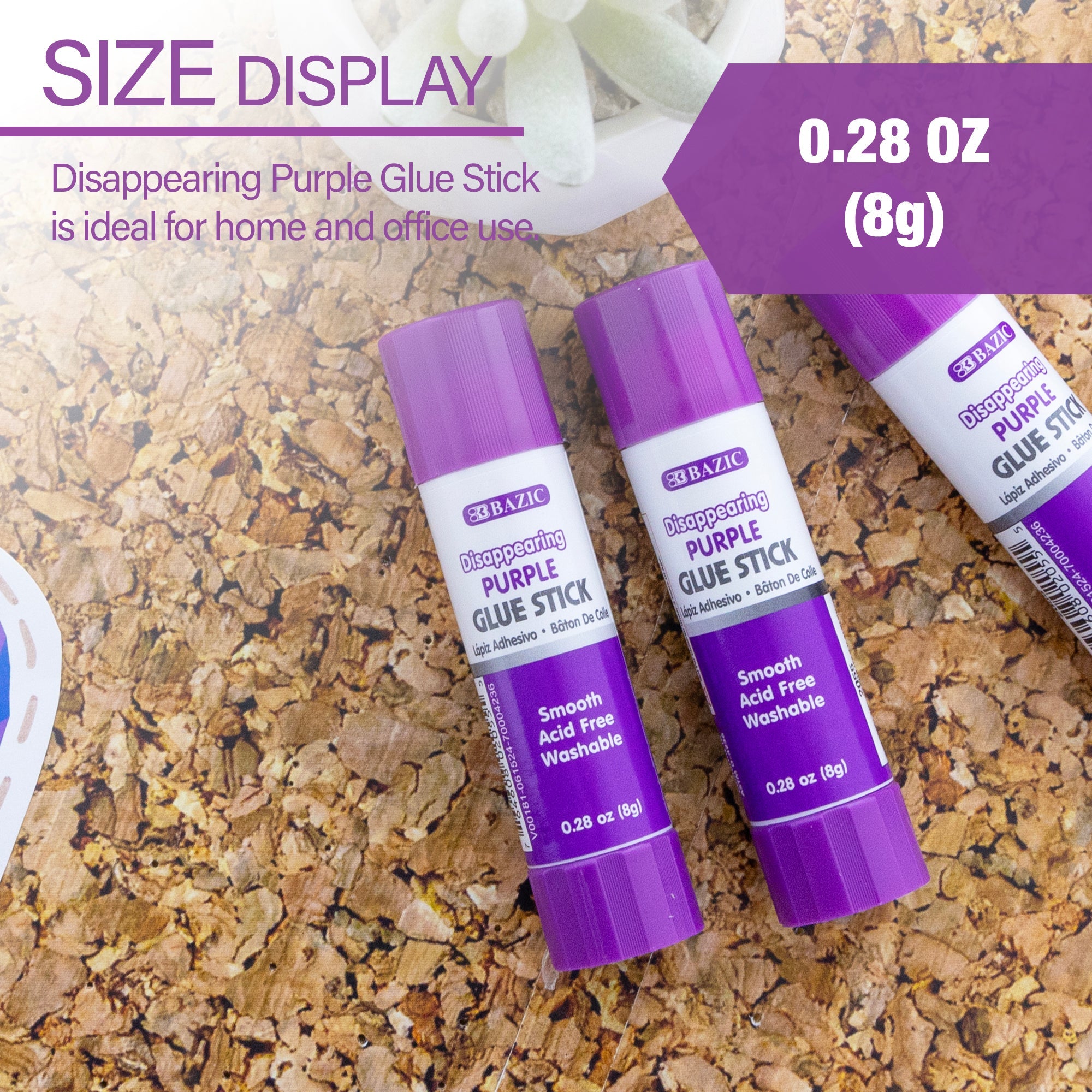Glue Stick Washable Disappearing Purple 0.28 oz (12 Sticks)