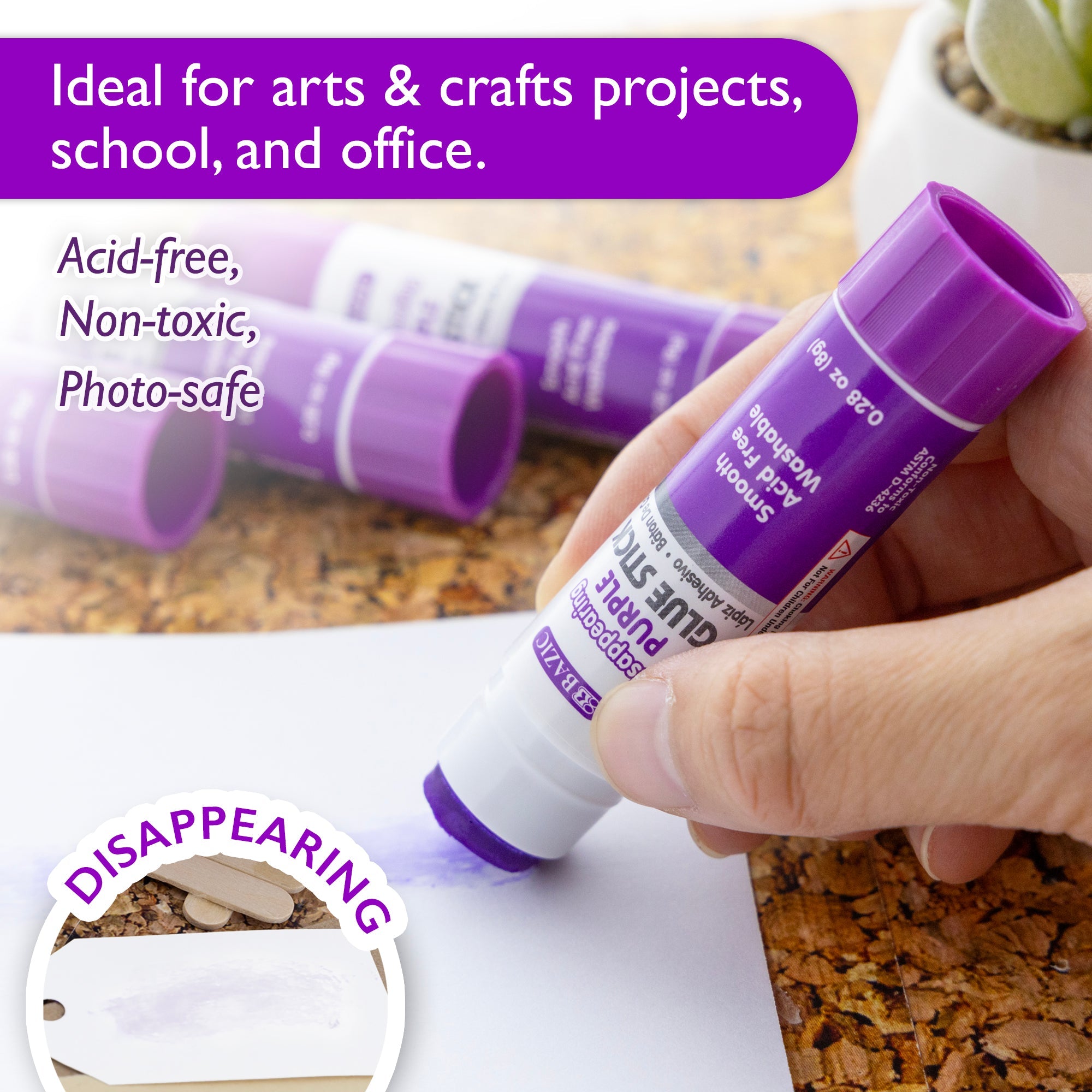 Glue Stick Washable Disappearing Purple 0.28 oz (12 Sticks)