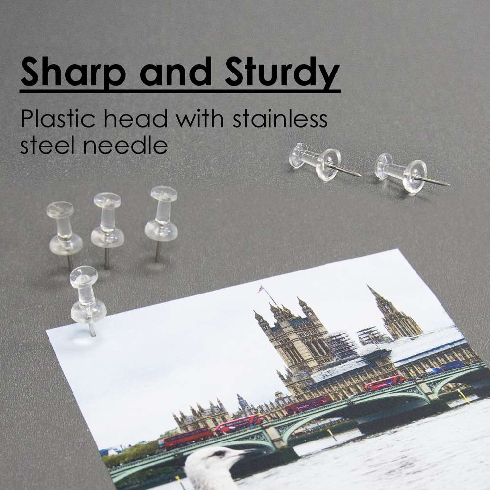 Push Pins Clear Transparent (100/Pack)