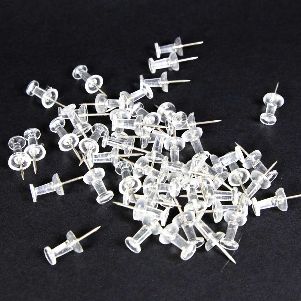 Push Pins Clear Transparent (100/Pack)